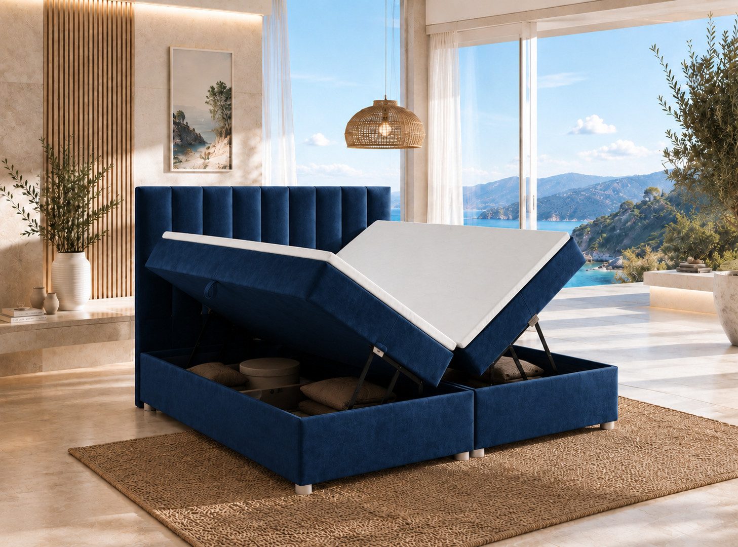 Best for Home Boxspringbett Trinity K-10 mit zwei Bettkasten Premium mit Komfort Topper – modern (Doppelbett mit Stauraum, Federkernmatratze, gepolstertes Kopfteil, Doppelbett versch. Größen, 140x200 160x200 180x200 200x200 cm), Handwerksqualität, TOP Preis-Leistungs-Verhältnis