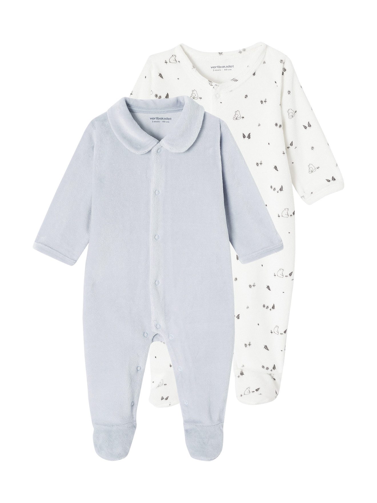 Schlafanzug 2er-Pack Baby Samtstrampler mit