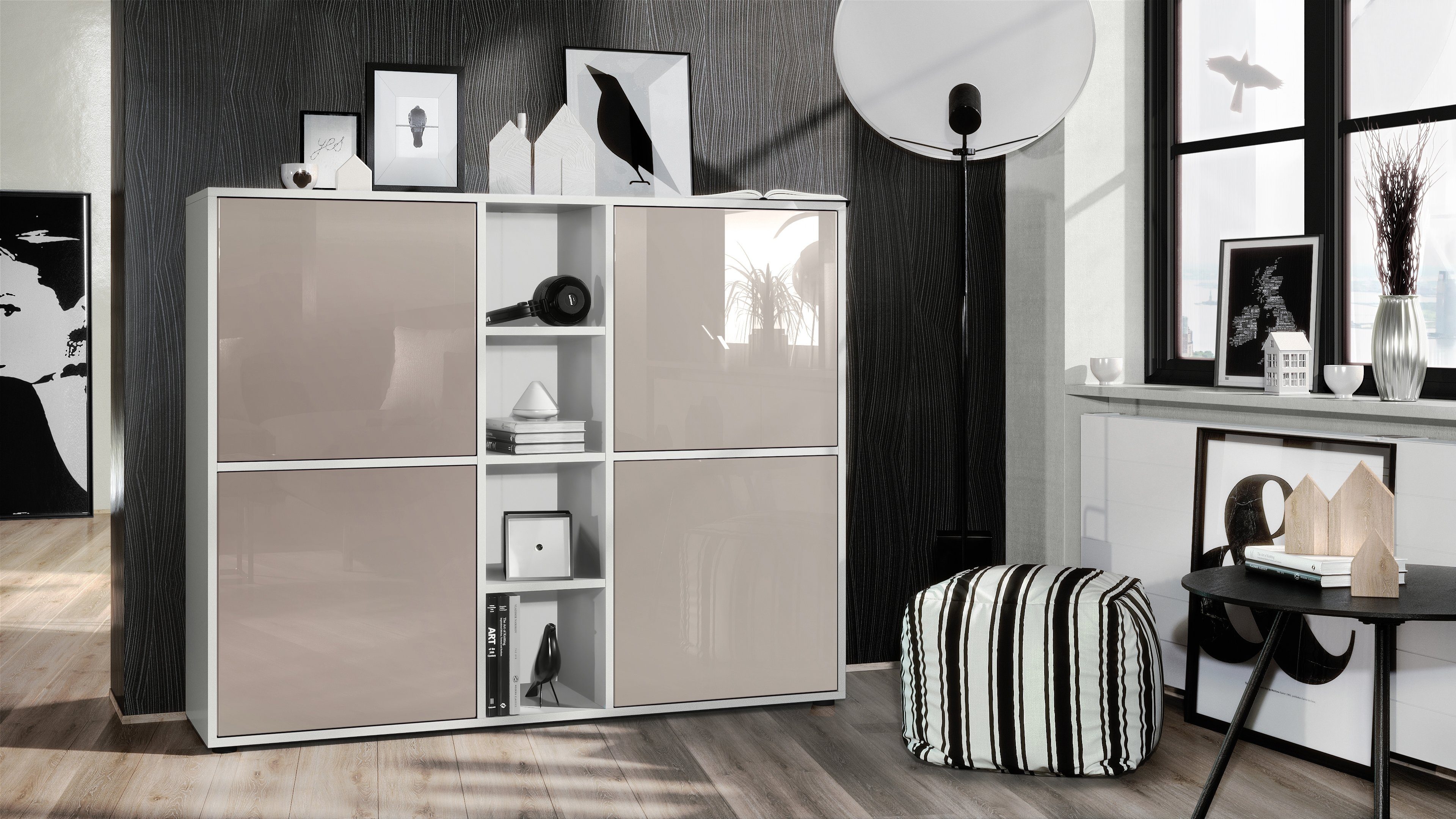 Vladon Highboard Cuba V3 (Highboard, Schrank Anrichte Cuba V3 mit 12 Fächer günstig online kaufen