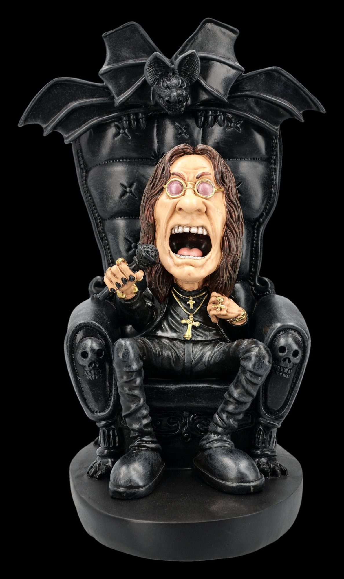 Figuren Shop GmbH Dekofigur Rockstar Figur Sänger auf Thron XL Sammlerfigur Gothic Deko 21 cm