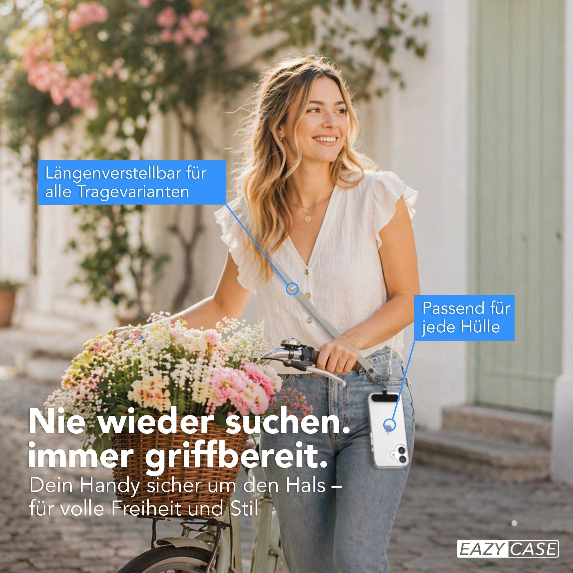EAZY CASE Handykette Universal für alle Smartphones - modisch & funktional, Handykette Taupe im minimalistischen Design, flexibel verstellbar