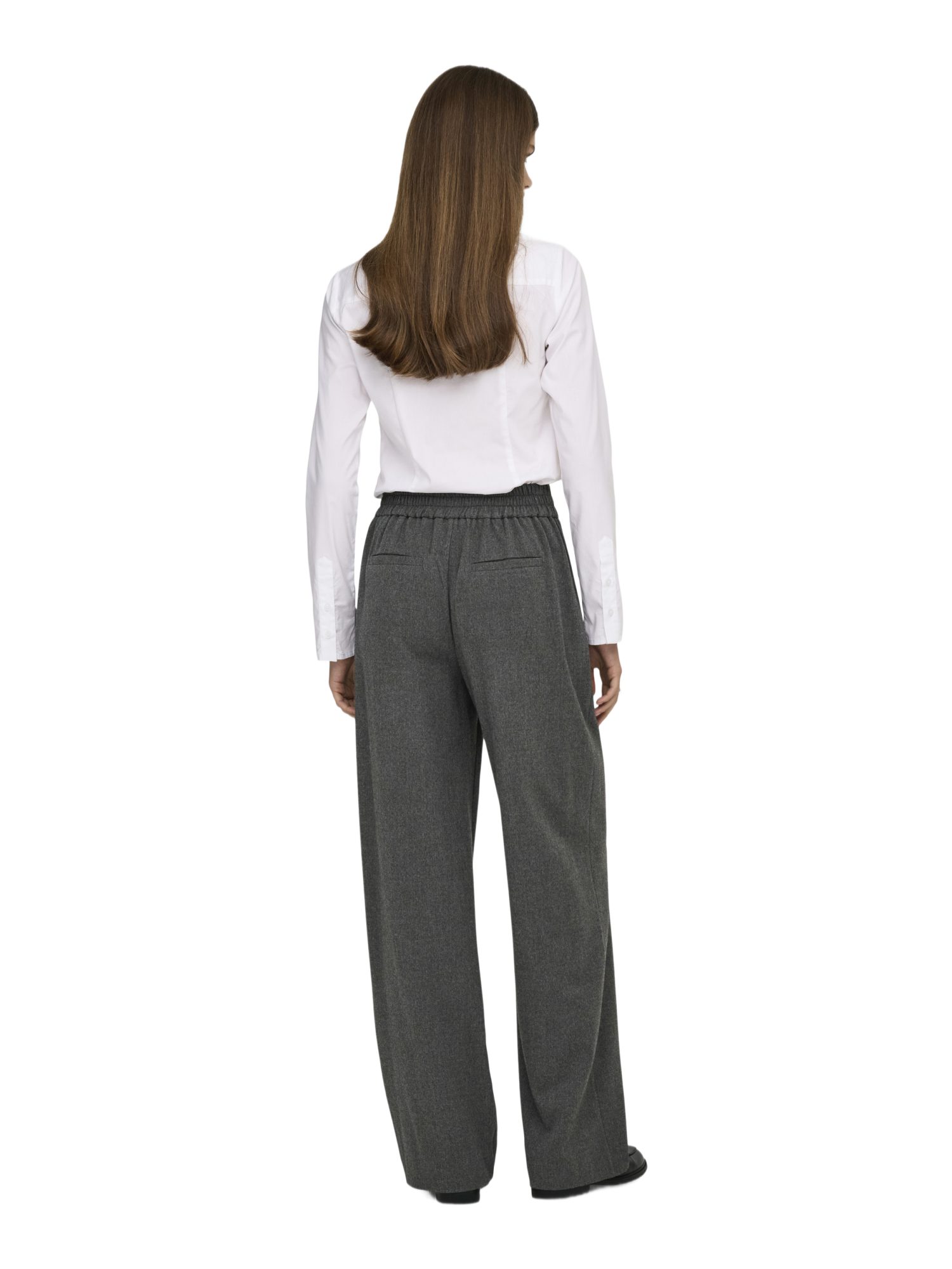 ONLY Stoffhose 2026 6_FALL2 grau, Casual, Polyester, Meliert, Wide Leg, Hoch
