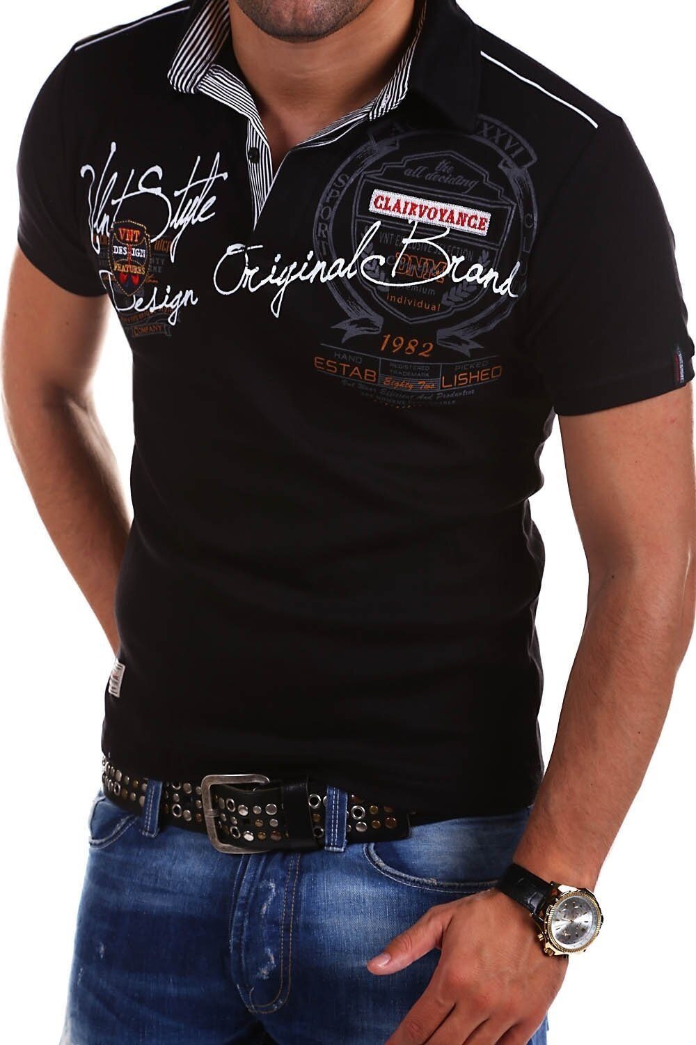 behype Poloshirt AMBITION mit sportiven Prints schwarz