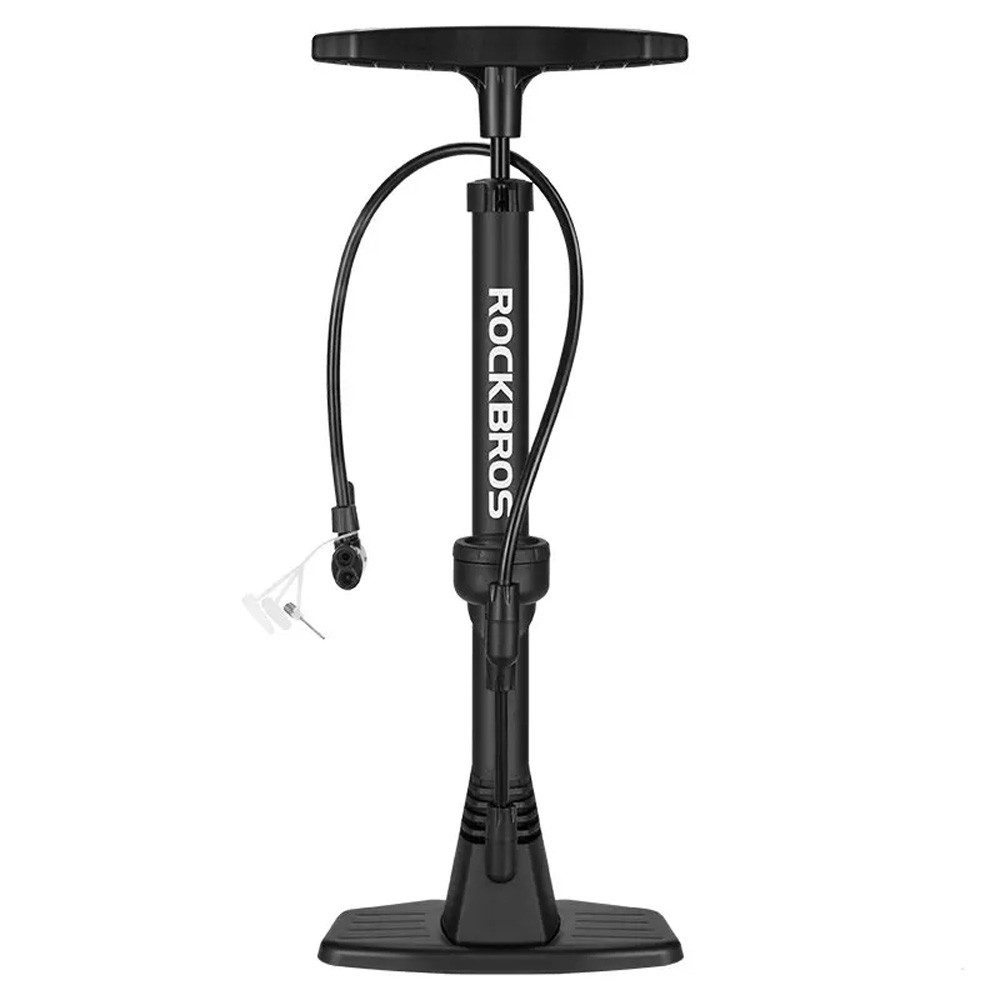 ROCKBROS Standpumpe Fahrradpumpe Luftpumpe Bodenpumpe (Spar-Set, 1-tlg., 33 x 13 x 5 cm stabil), Doppelkopf, 120 psi, Standfuß, Zubehör