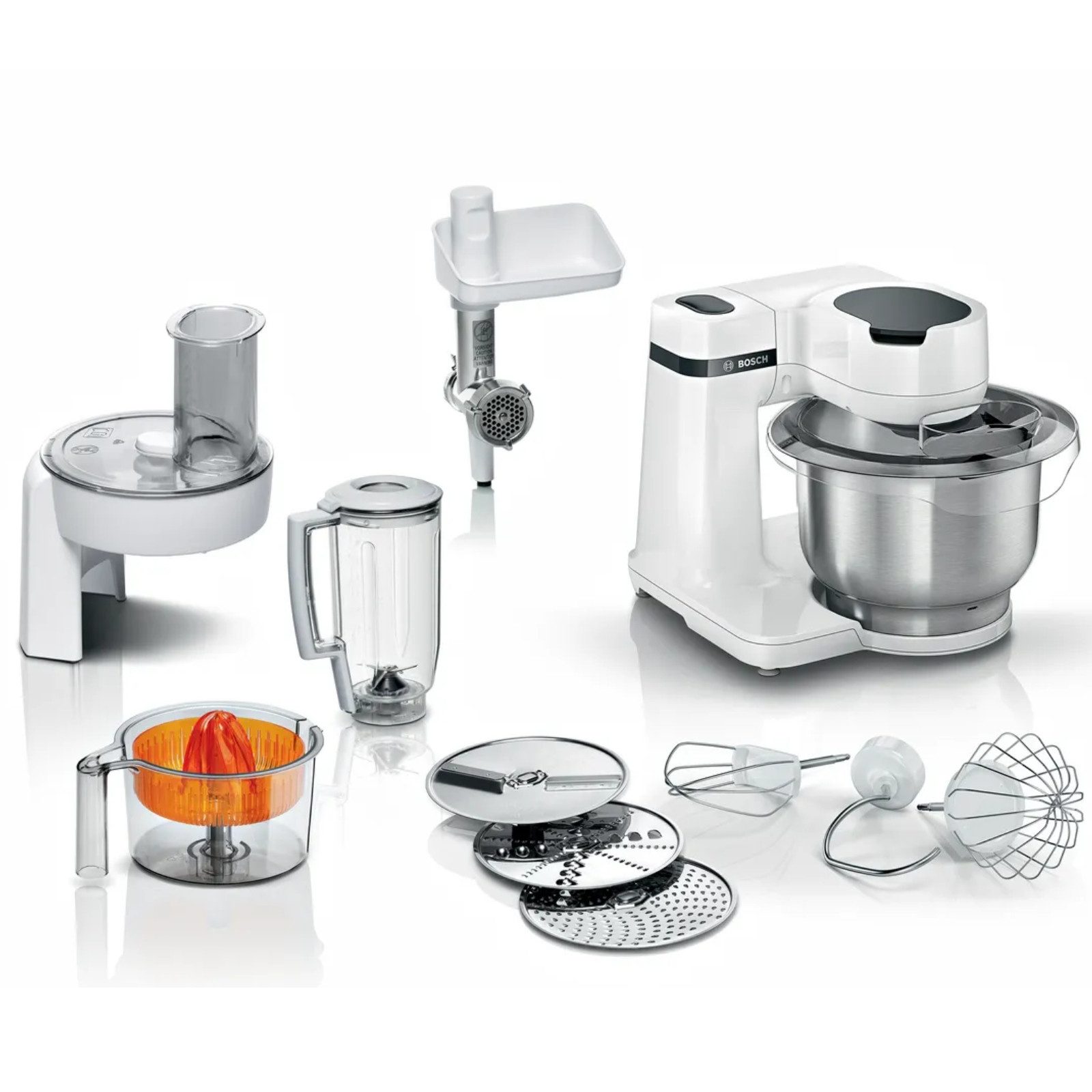 BOSCH Küchenmaschine mums2ew40, Viel Zubehör, 700W Leistung, langlebig, leise