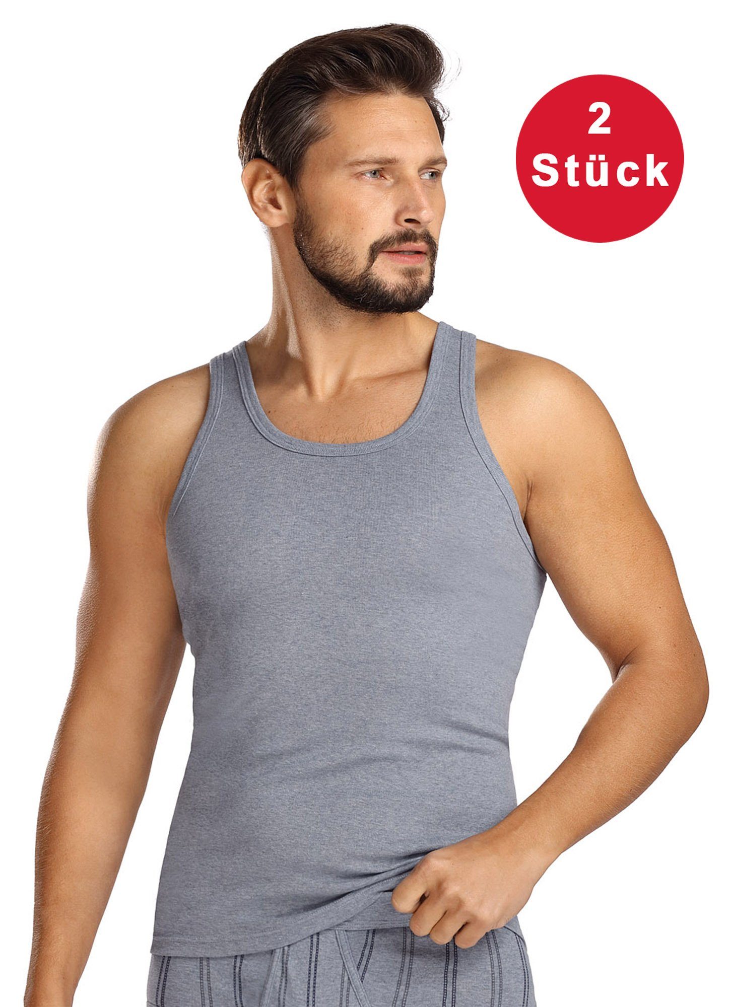 Comte Unterhemd (Set, 2-St) Herren 2er Pack Unterhemd Shirt ärmellos Tank Top Achselhemd Feinripp