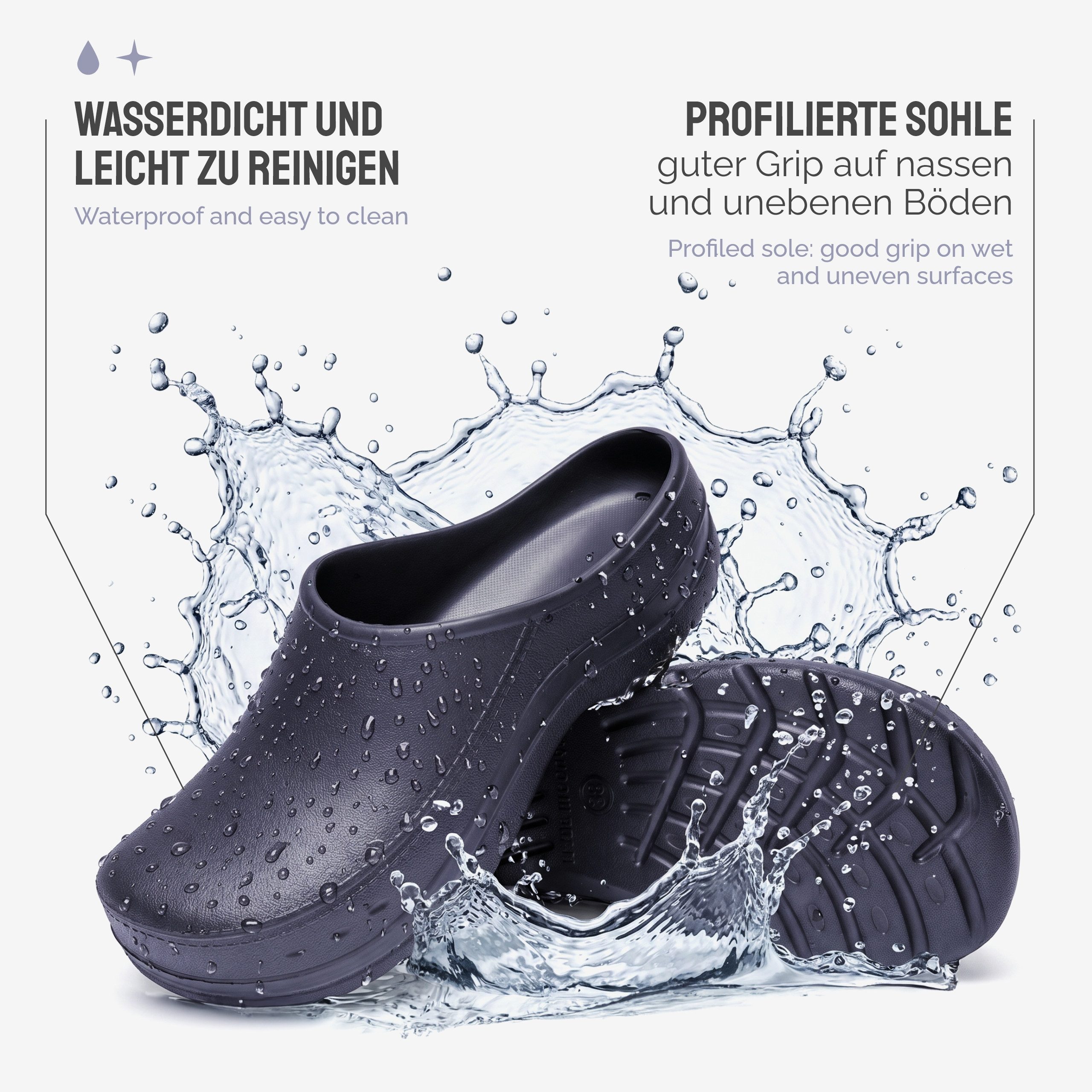 Ladeheid Gartenclogs für Damen Ultraleicht EVA Gartenschuhe LA-CA-25 Clog (37 EU, Marineblau) Wasserdicht & Flexibel