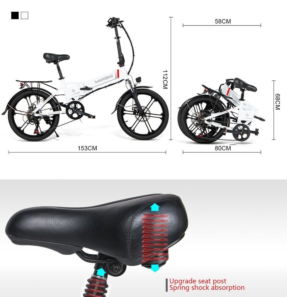 Gotagee E-Bike LCD-Instrument, 150kg), 7 für Körpergröße Rücksitz 20Zoll 7 verstellbare (spar-set, Schwarz Shimano E-Bike Sitzhöhe, Elektrofahrrad Rücklicht mit Gänge und mit 150-210cm, Gang, Gewicht Schaltung, Integrierte Räder,geeignet 20LVXD30-II