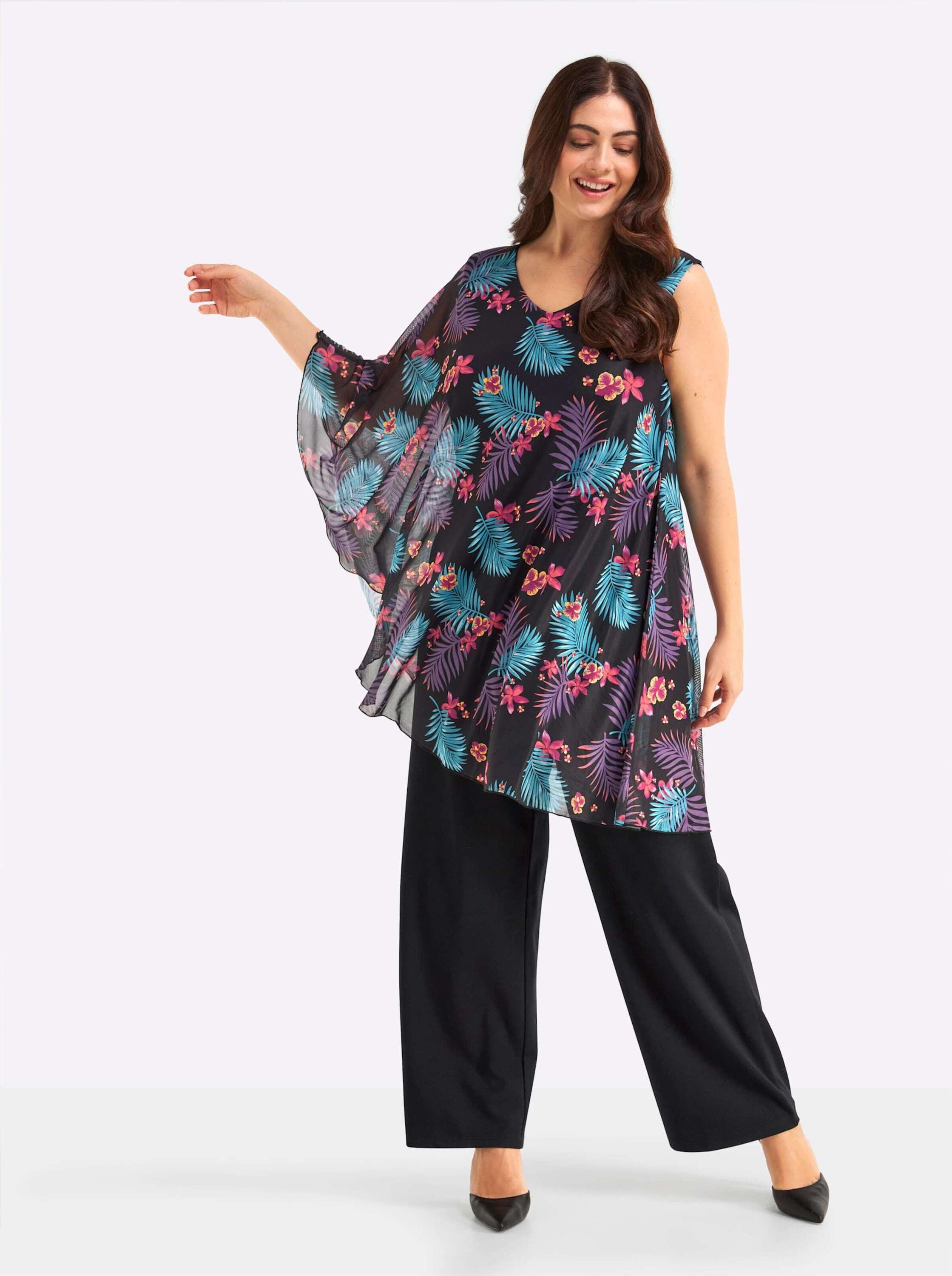 Sheego Jumpsuit Jumpsuit Ärmellos Innenbeinlänge ca. 80 cm