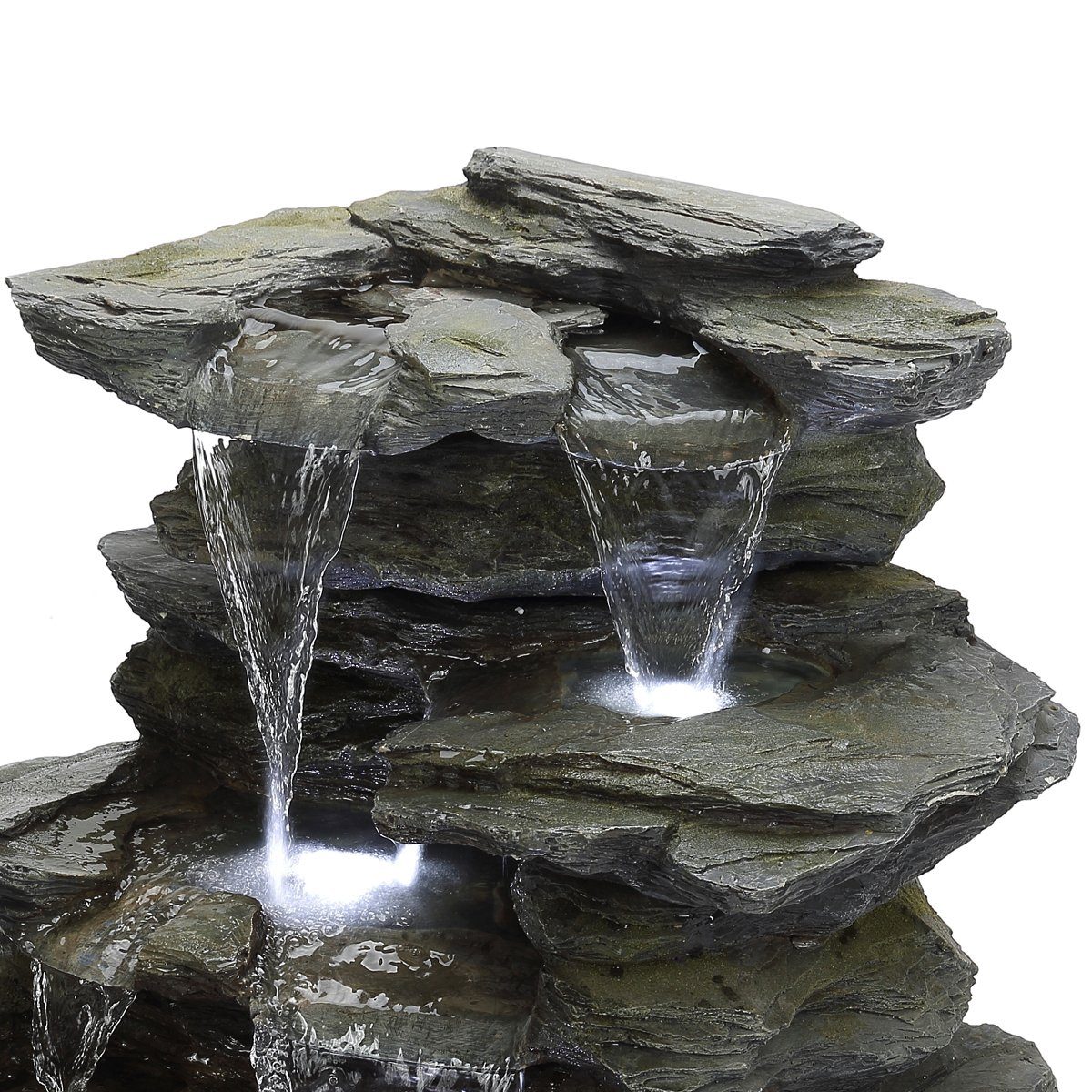 Köhko Gartenbrunnen Köhko "Greifensteine" Gartenbrunnen in Naturstein-Optik mit LED