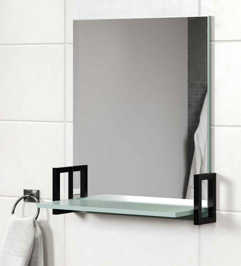 trendteam Badspiegel Matix (Wandspiegel in Dusk Blue mit Anthrazit, 64 x 74 cm), Industrial Design