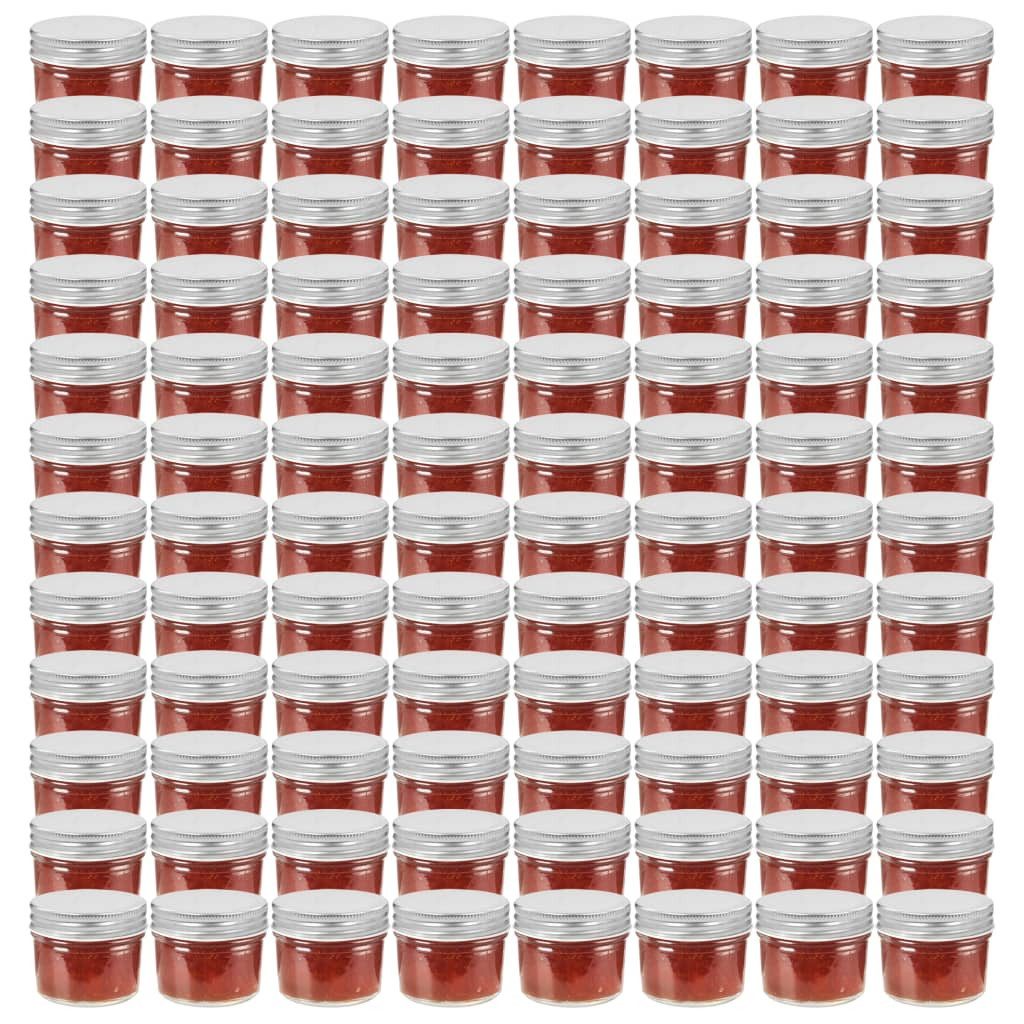 vidaXL Einmachglas Marmeladengläser mit Silbernen Deckeln 96 Stk. 110 ml
