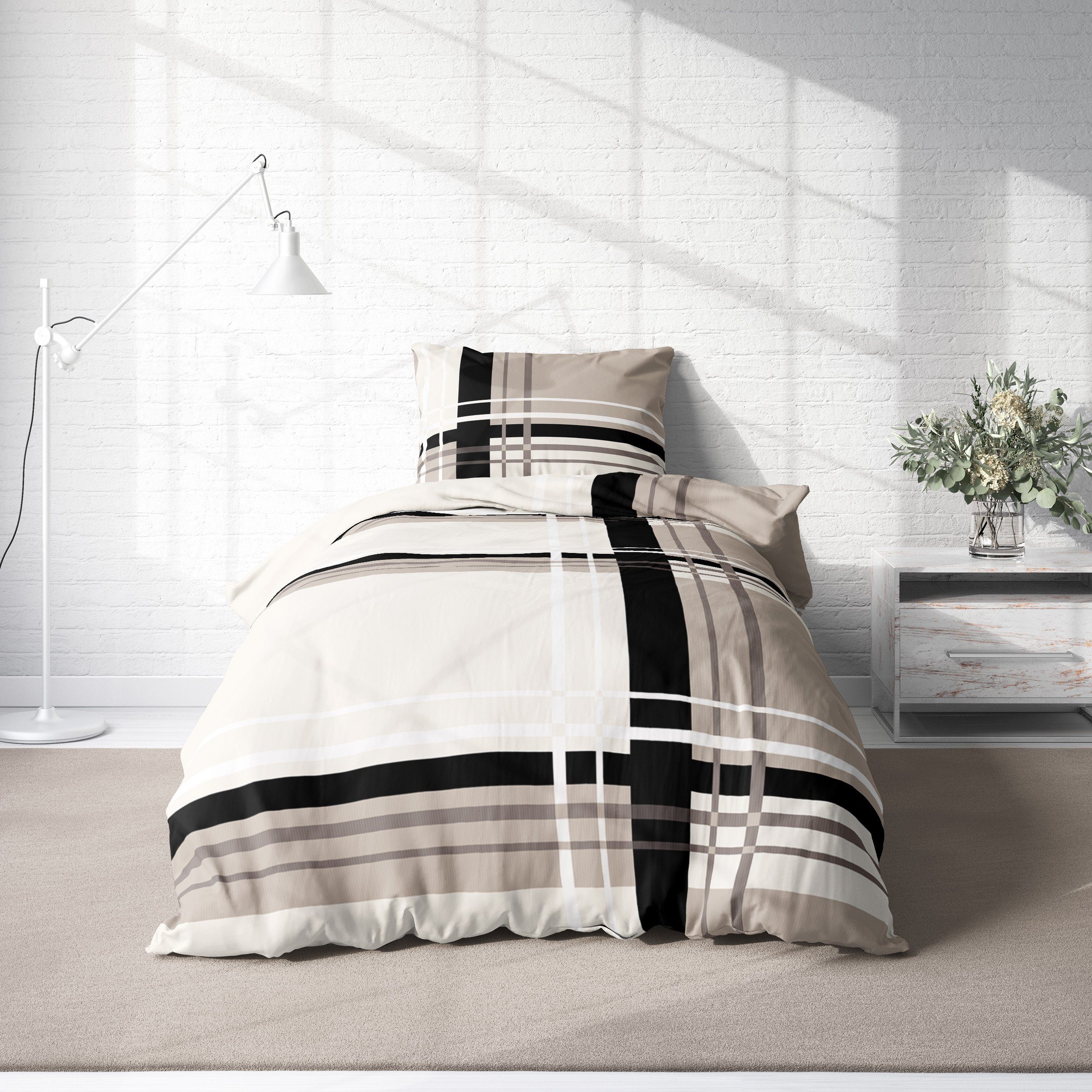 One Home Bettwäsche Adzo, Microfaser, 2 teilig, grafisch und gestreift, mod günstig online kaufen