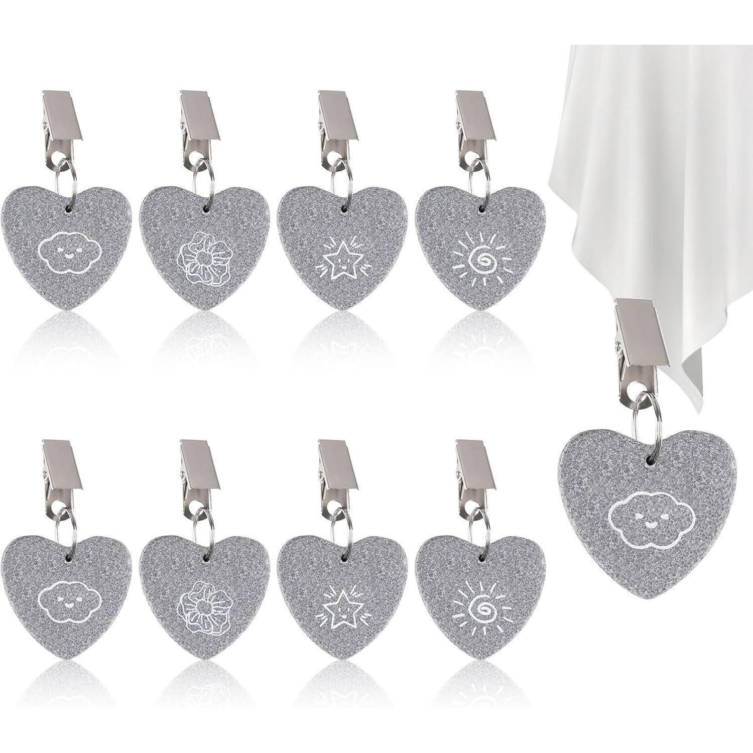 LuxusKollektion Слепые шары для выпечки Tischdeckenbeschwerer 8 Stück Naturstein Klammer Draußen Herzförmige