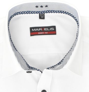 MARVELIS Kurzarmhemd Kurzarmhemd - Body Fit - Kurzarm - Einfarbig - Weiß
