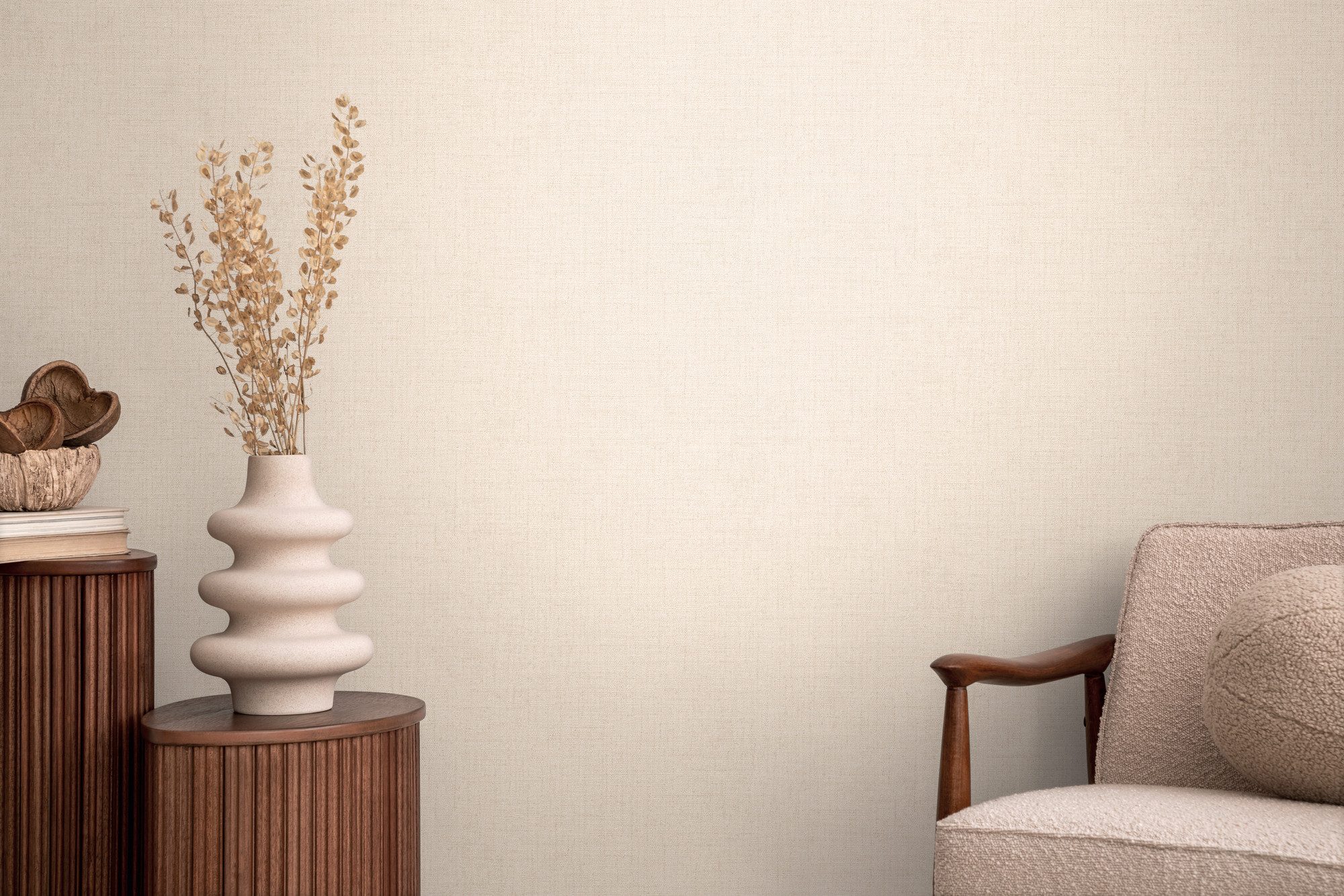 CosmoLiving by Cosmopolitan Vliestapete Natural Texture – Struktur-Unitapete, strukturiert, matt, (1 St), Zeitlose Vliestapete in natürlicher Leinenoptik