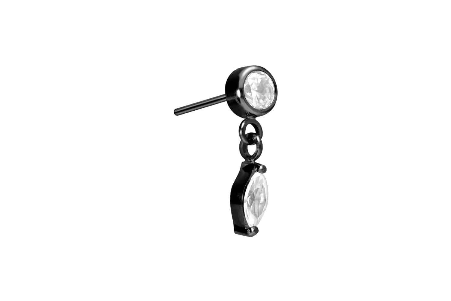 Piercing-Set Titan Aufsatz mit Push Pin KRISTALL + KRISTALLTROPFEN
