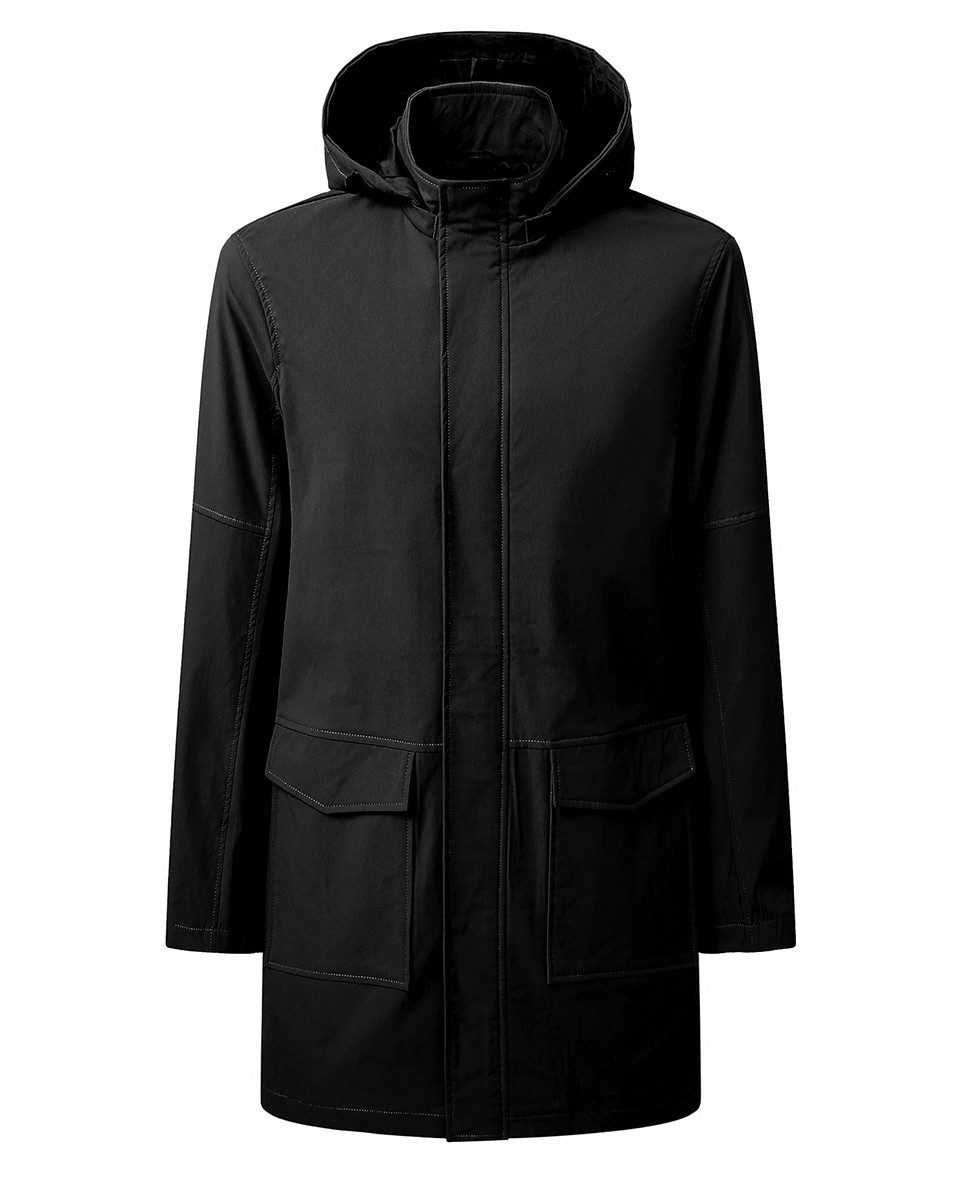Allthemen Trenchcoat Herren Stehkragen Trenchcoat mit abnehmbarer Kapuze Frühling Herbst