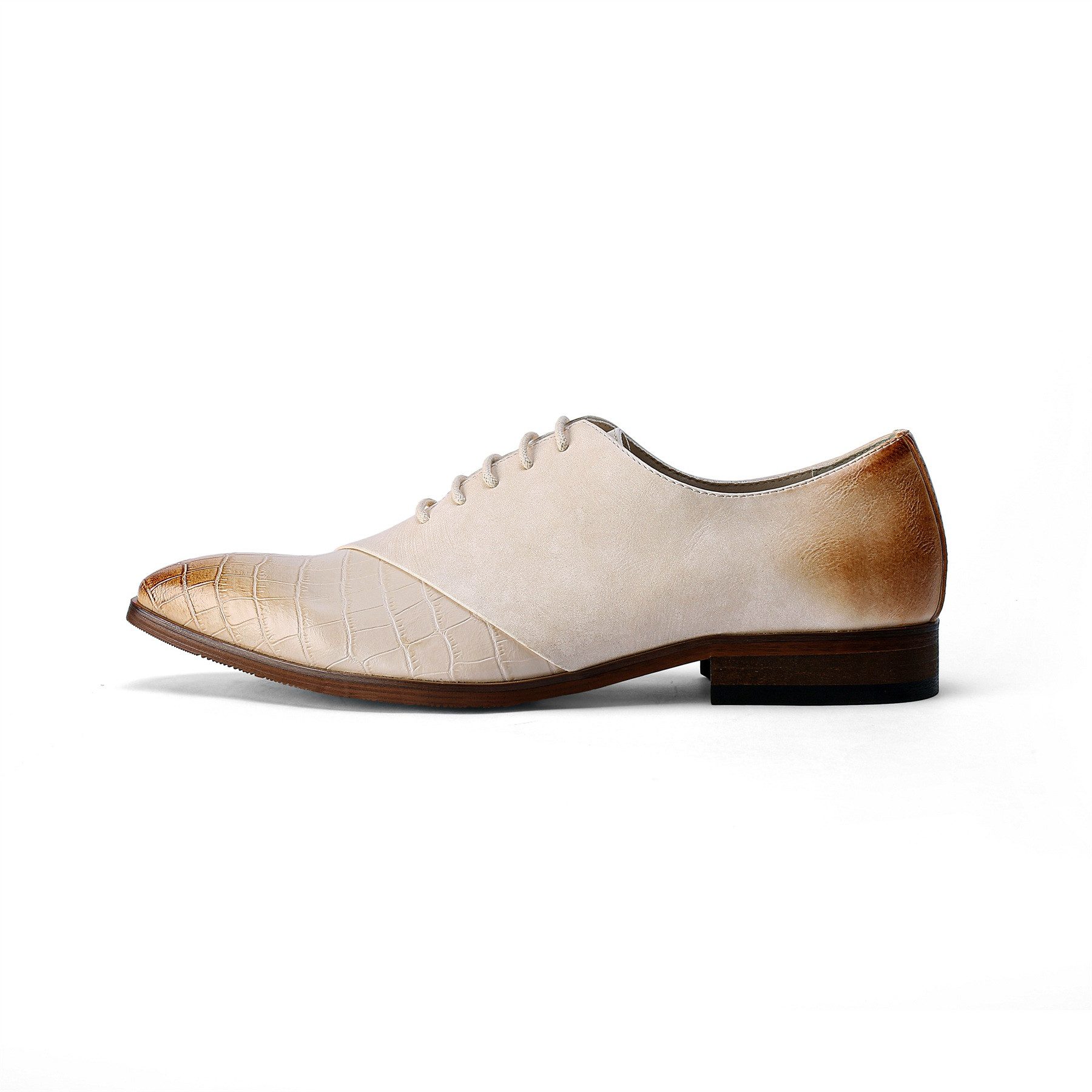 Allthemen Schnürschuh Herren Business Schnürschuhe mit Krokoleder-Optik Spitzkappe