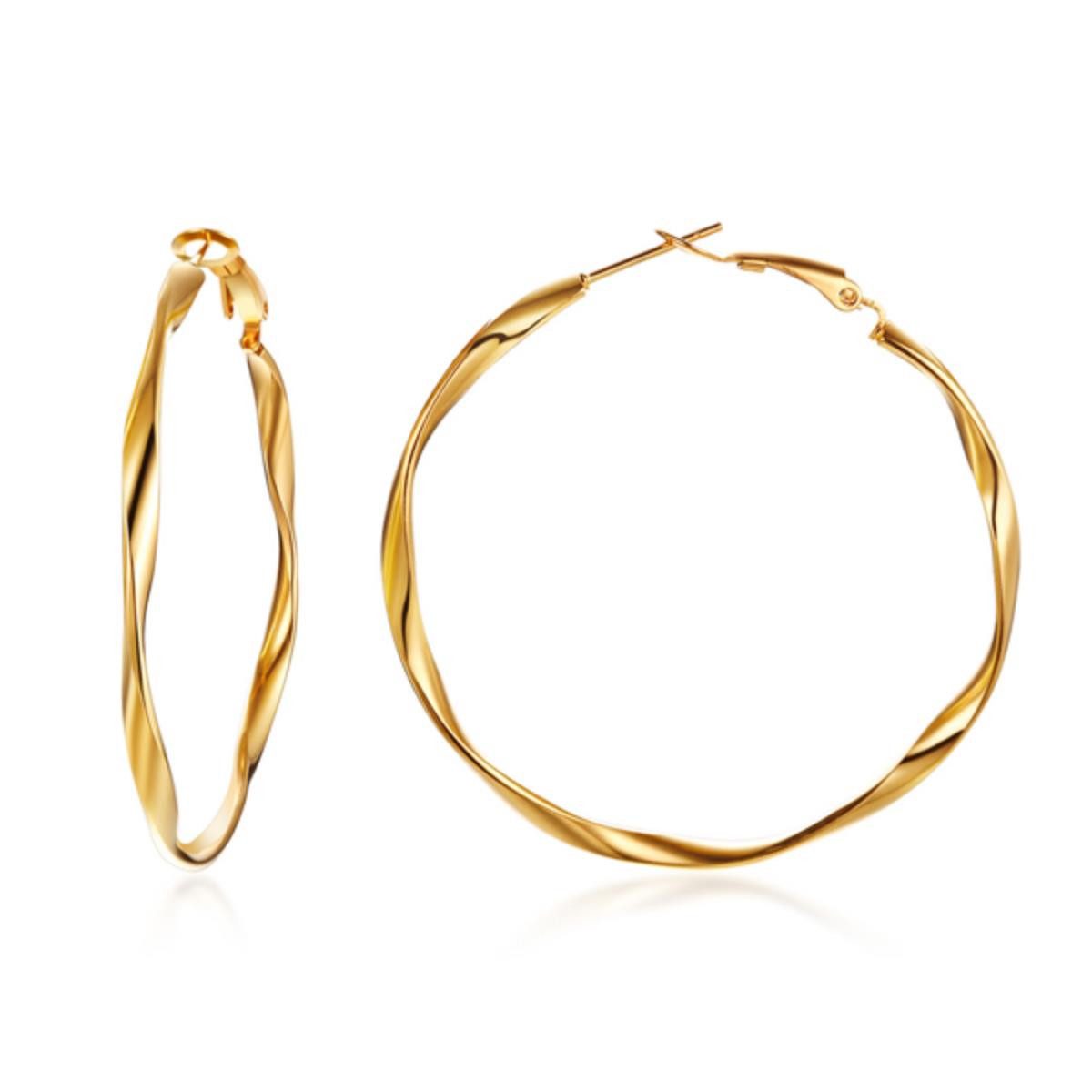 Order & Smile Schmuck Paar Creolen Creolen Ohrringe groß: Edelstahl gedreht