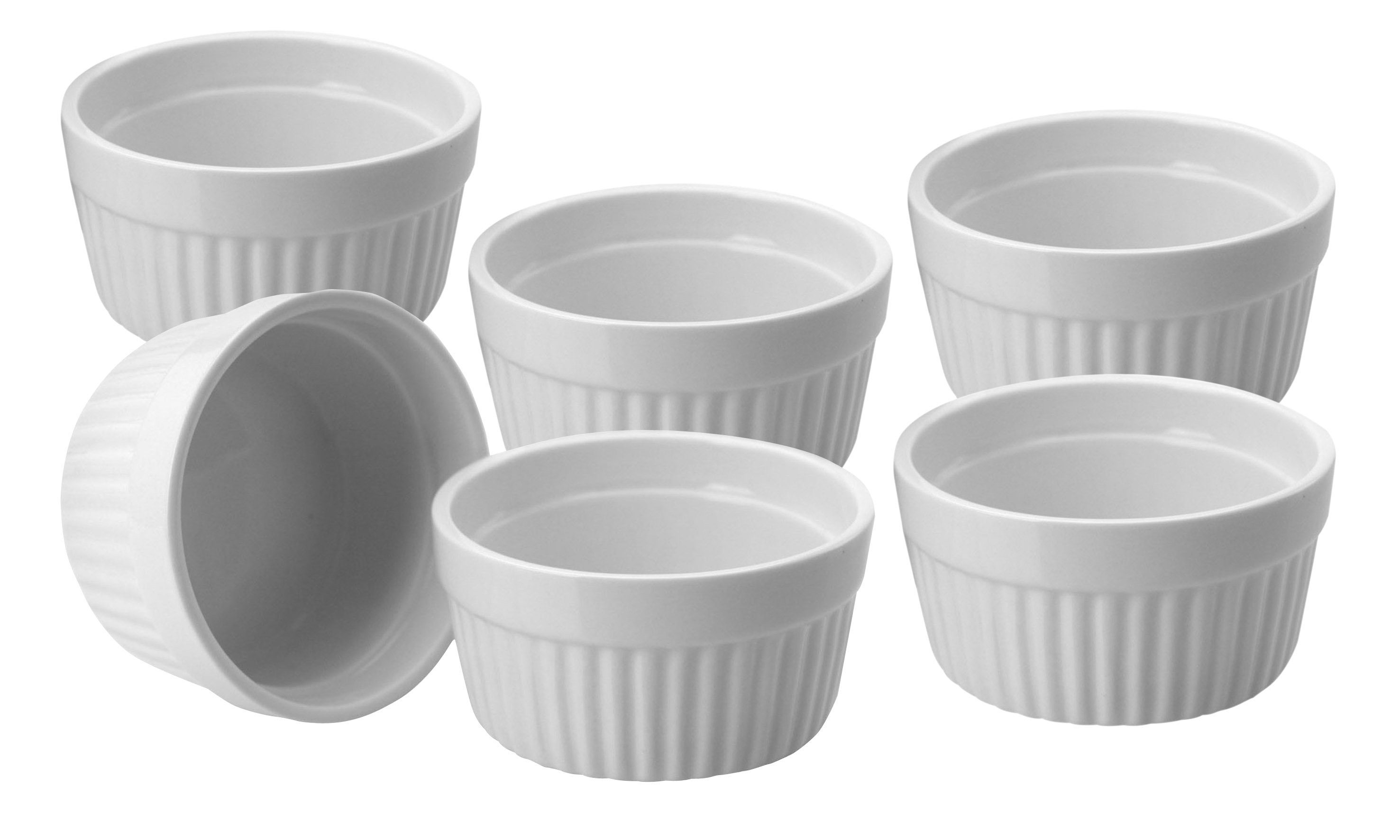 Spetebo Geschirr-Set Creme Brulee Schälchen aus Porzellan - 6er Set (6-tlg), 6 Personen, Porzellan, Soufflé Förmchen Dessert Schale