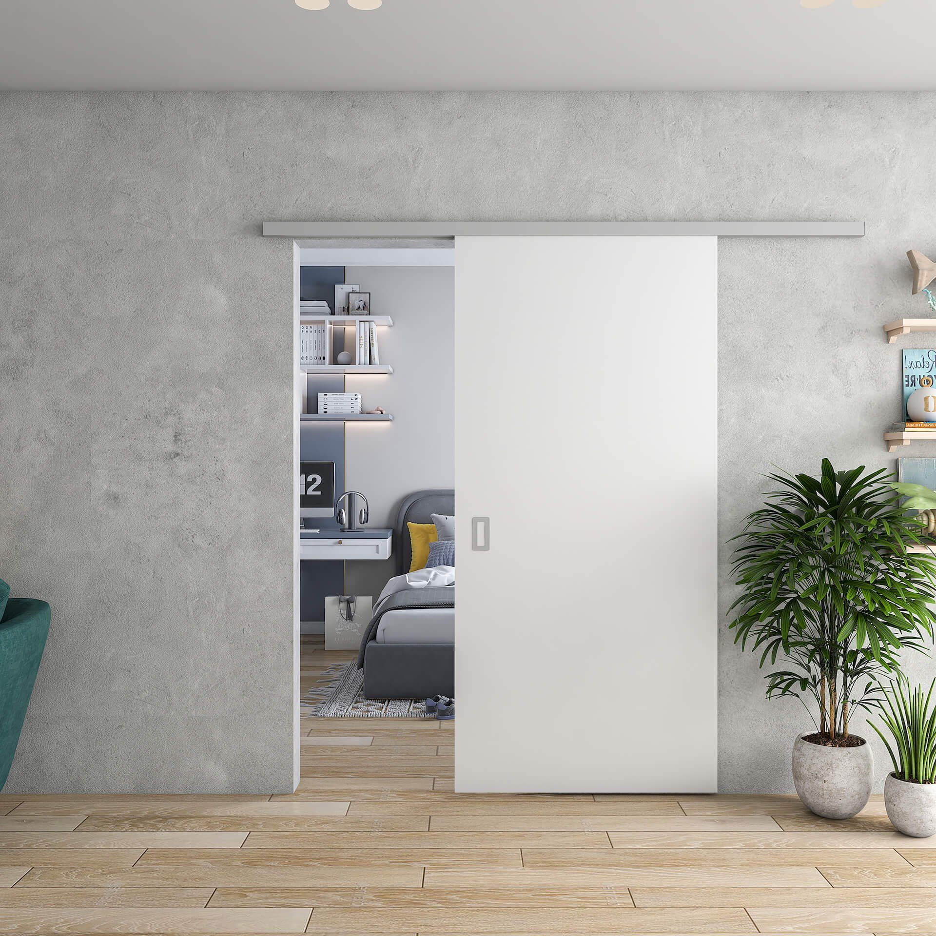 hibitaro Schiebetür HS-Komfort, Schiebetür-Bausatz Hängesystem für Durchgangs-Türen