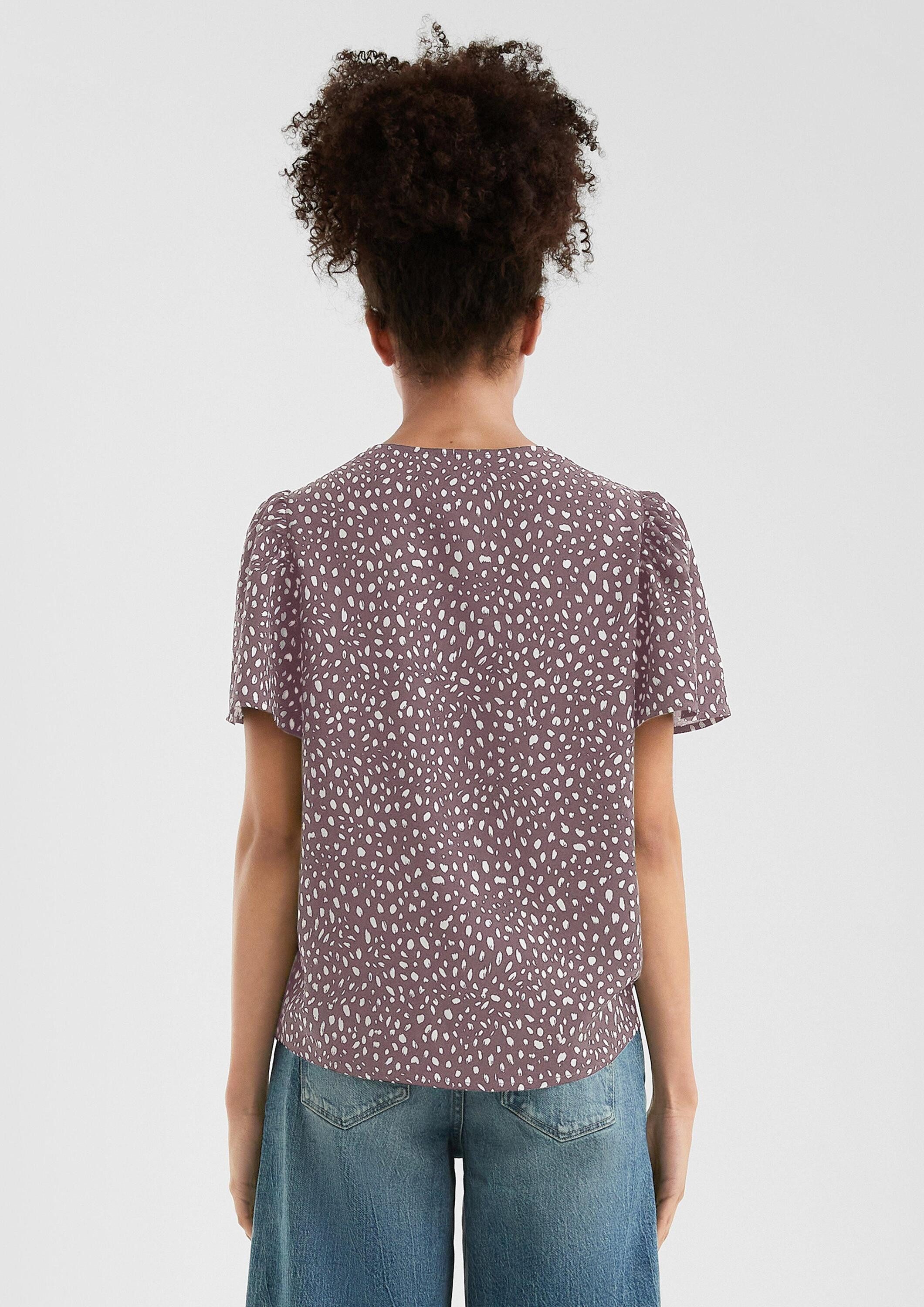 QS Kurzarmbluse Bluse Viskose Bluse mit All-over-Print günstig online kaufen