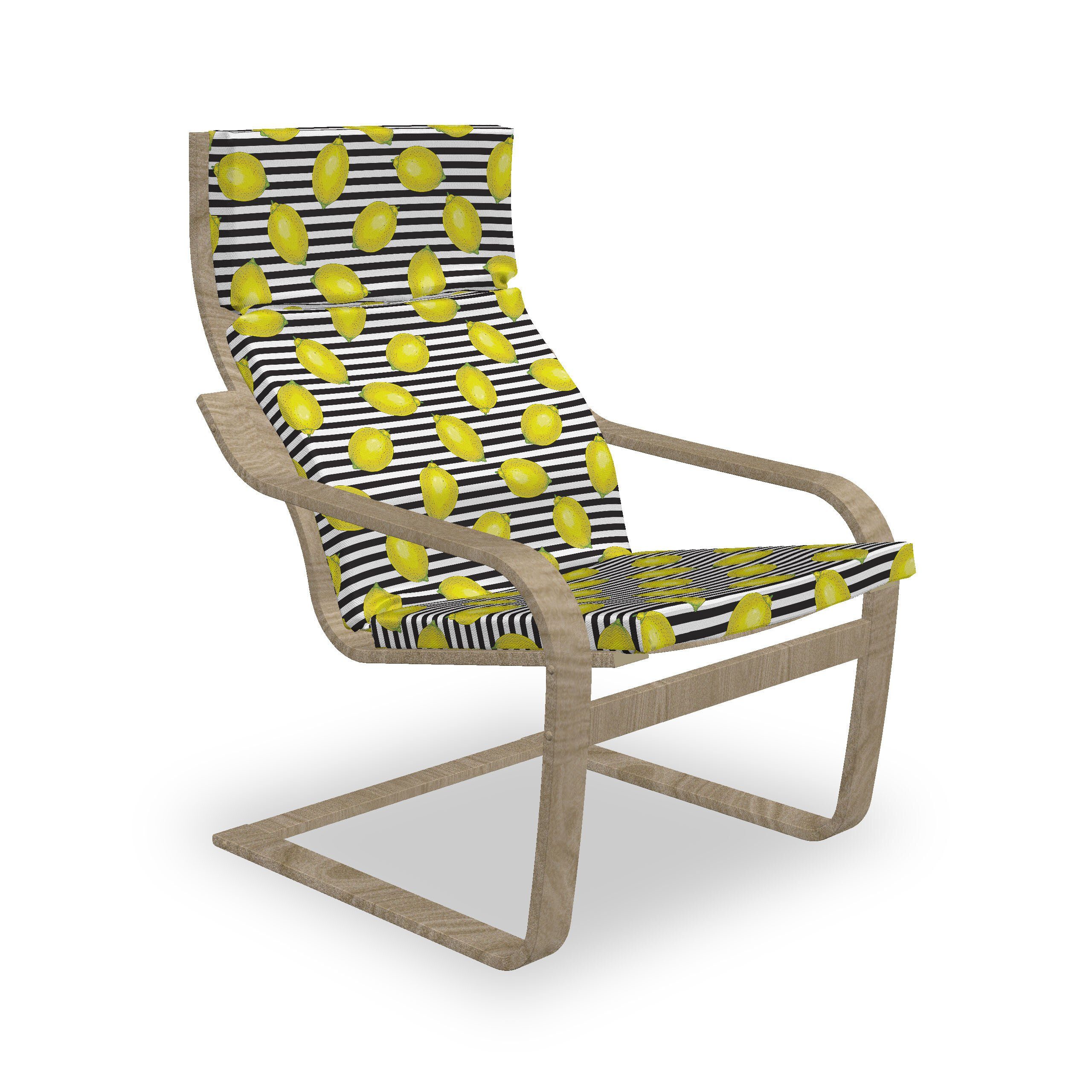 Abakuhaus Stuhlkissen Sitzkissen mit Stuhlkissen mit Hakenschlaufe und Reißverschluss, Zitronen Citrus Motiv Stripes Kunst