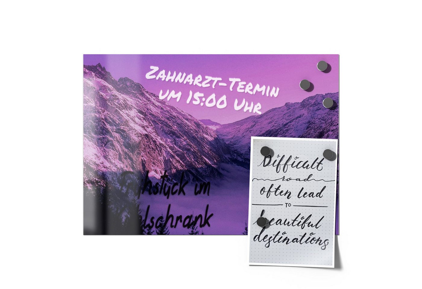 Thumbnail - DEQORI Magnetfolie 'Alpenglühen im Nebel', beschreibbar universal Magnetmatte magnetisch Folie Planer Kalender