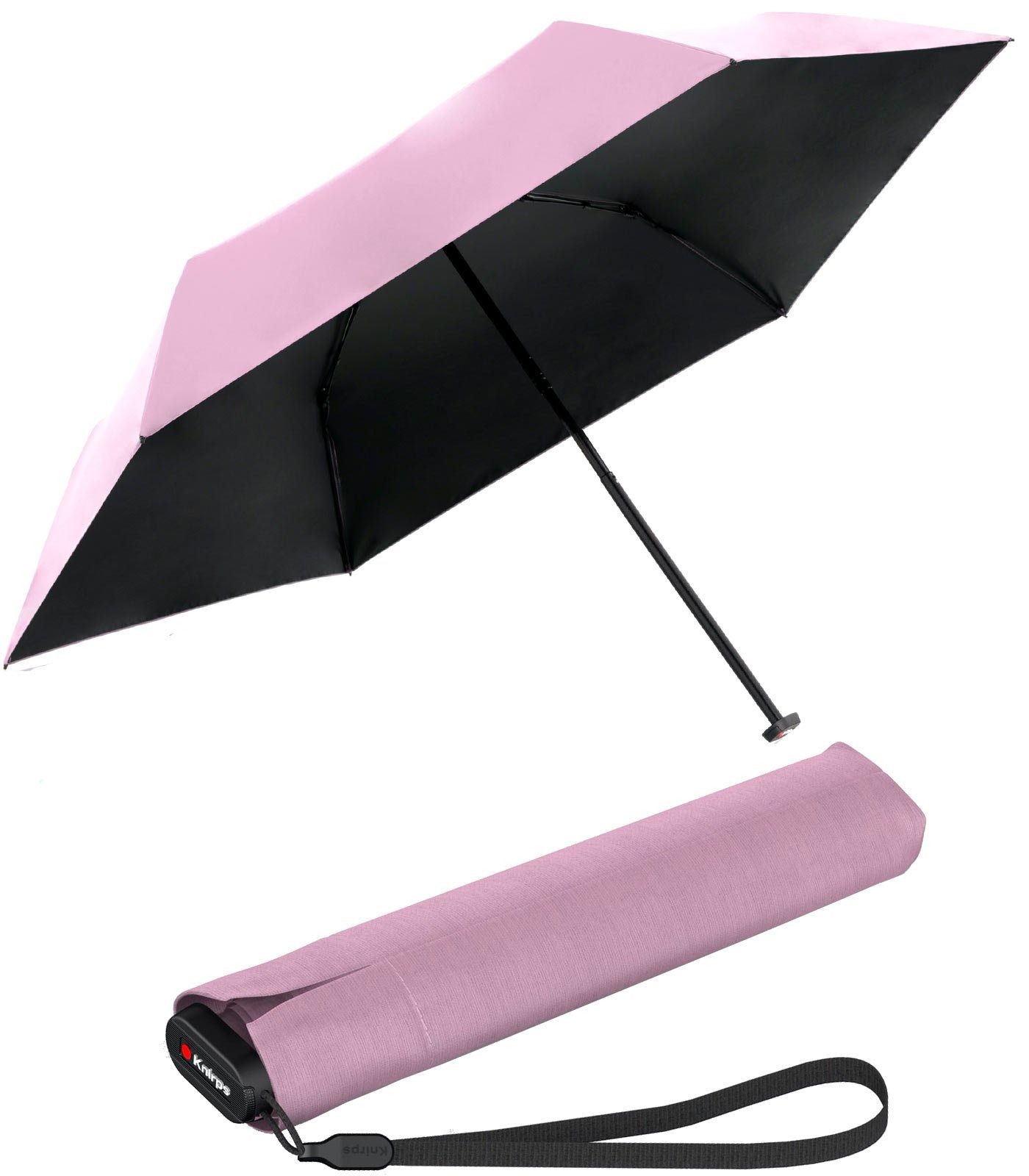 Knirps® Langregenschirm US.050 Ultra Light Slim Manual - UV-Schutz, extrem leichter Sonnenschirm rosa-schwarz