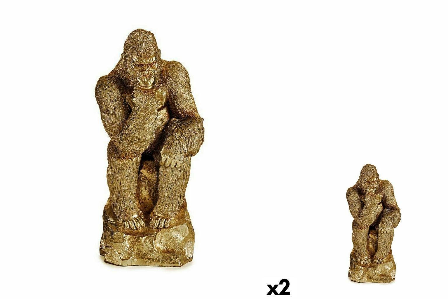 Gift Decor Dekoobjekt Deko-Figur Gorilla Gold 20,5 x 47 x 23,5 cm 2 Stück