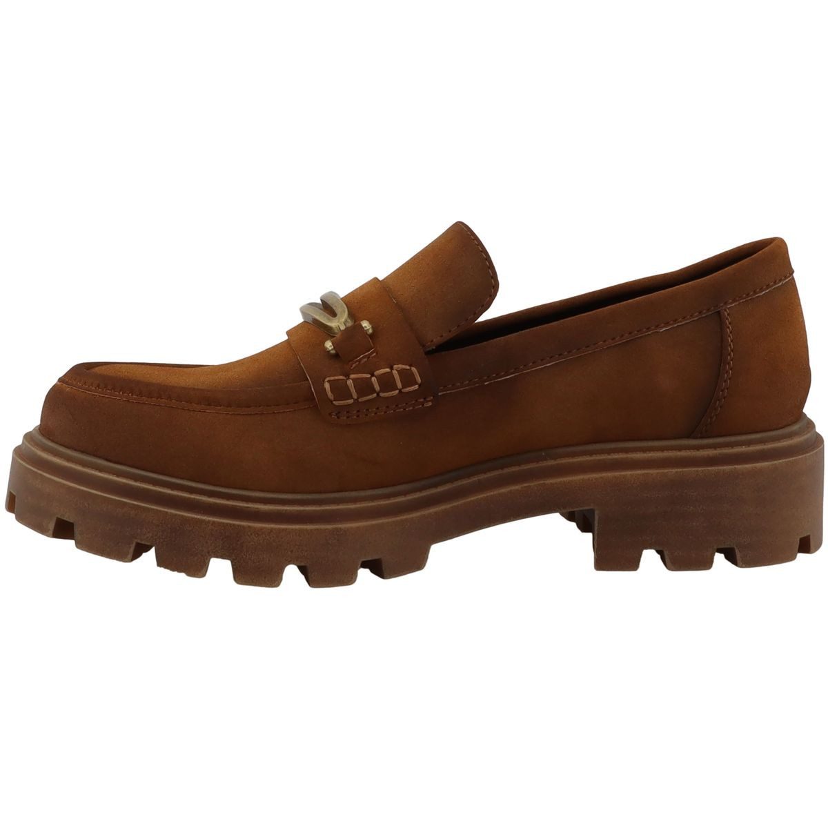 Mustang Shoes 36M0032003-cognac Slipper Slipper mit typischer Mokassin-Naht und Schmuckspange