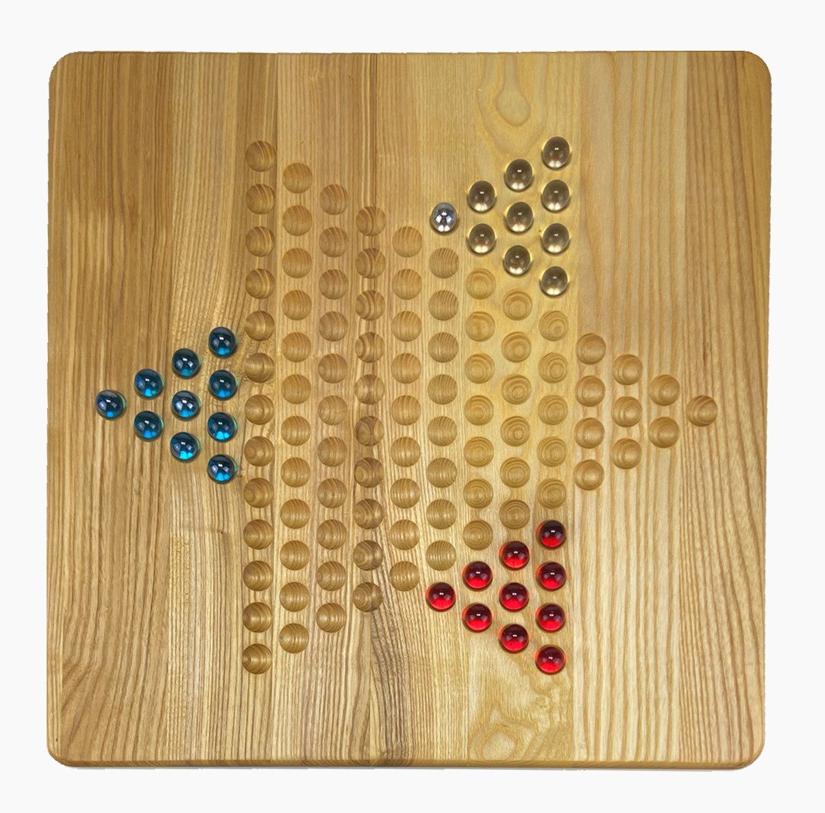 Madera Spielzeuge Spielesammlung Halma xxl Eschenholz 2-3, famlilienspiel, zeitloser Klassiker für strategischen Spielspaß
