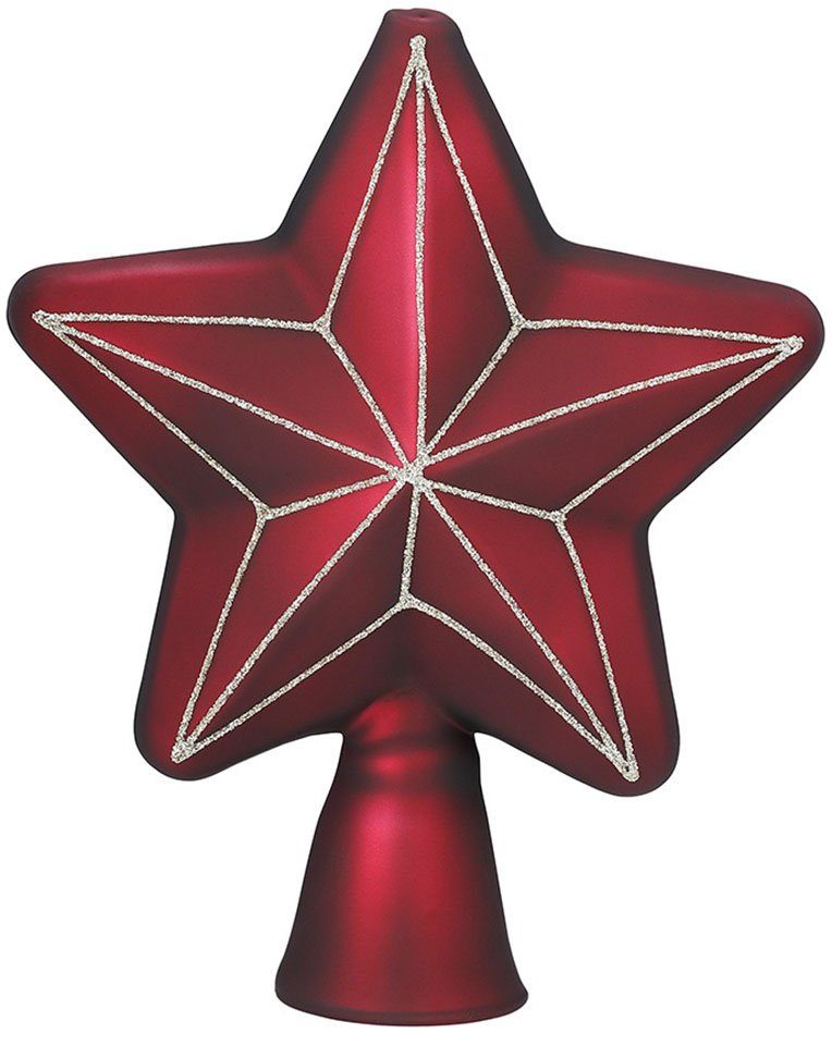 MAGIC by Inge Christbaumspitze Christbaumschmuck cm ca. Echtglas-Weihnachtsschmuck, (1-tlg), 17 Weihnachtsdeko Höhe rot, Vintage Rose, hochwertiger