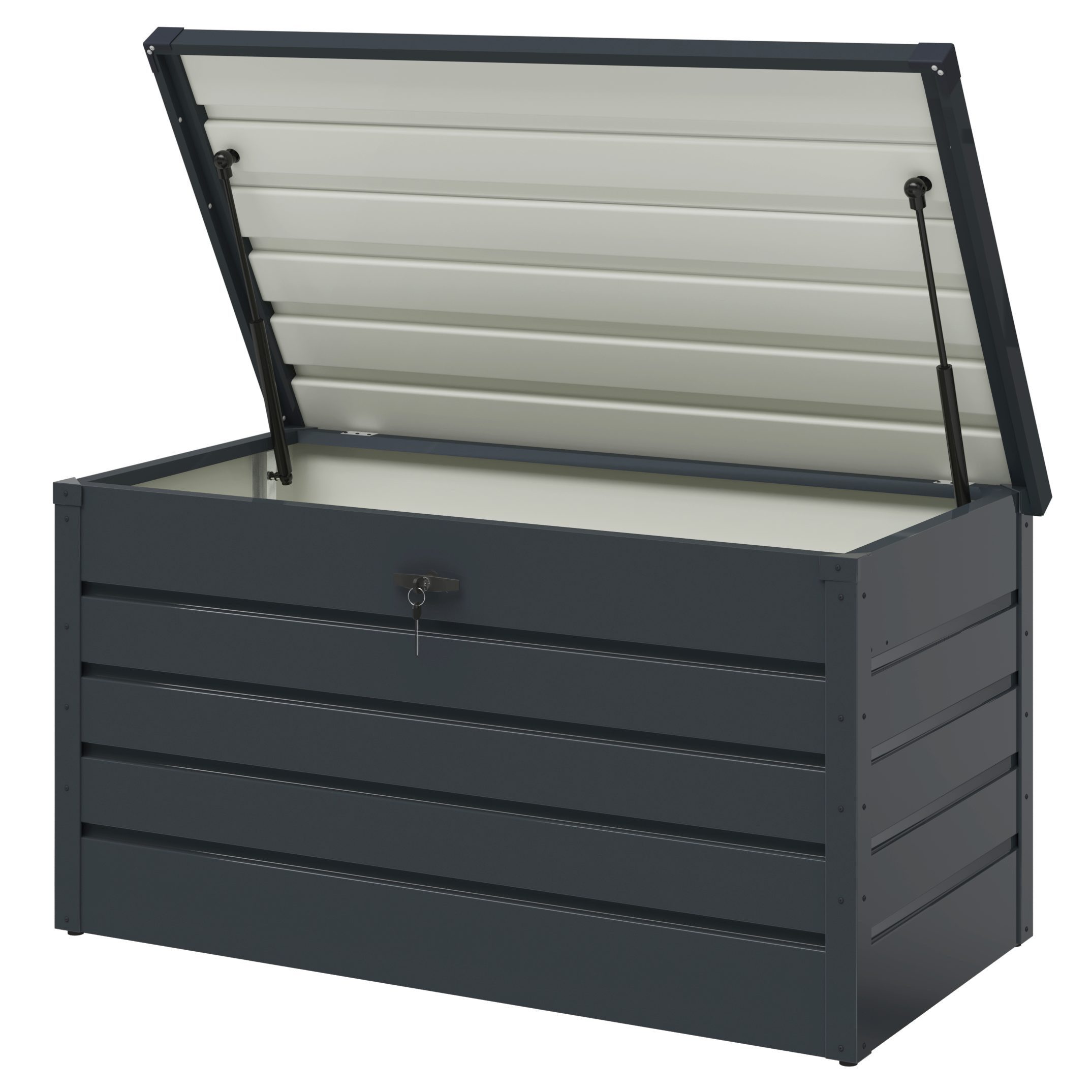 STEELSØN Auflagenbox Dorado aus Metall (Anthrazit, 350 Liter), abschließbare Gartenbox, verzinkt und lackiert, wasserdicht