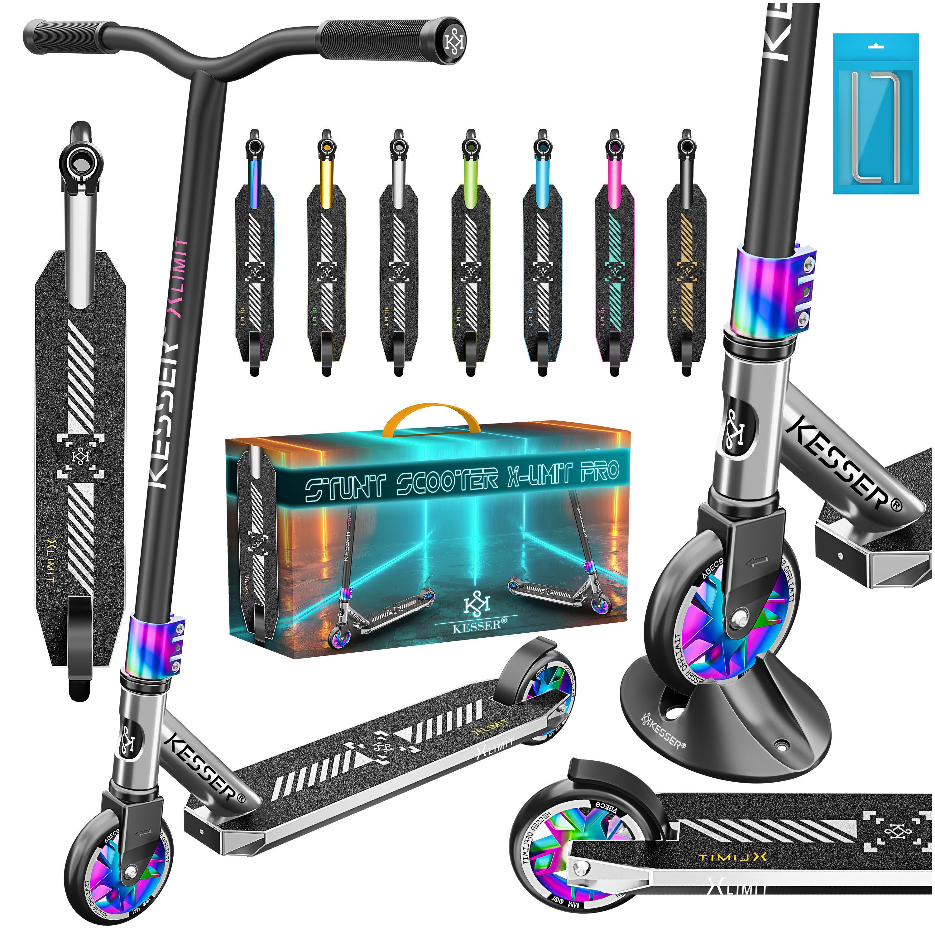 KESSER Scooter, Stunt Scooter X-Limit-Pro 360° Lenkung Funscooter Stuntscooter