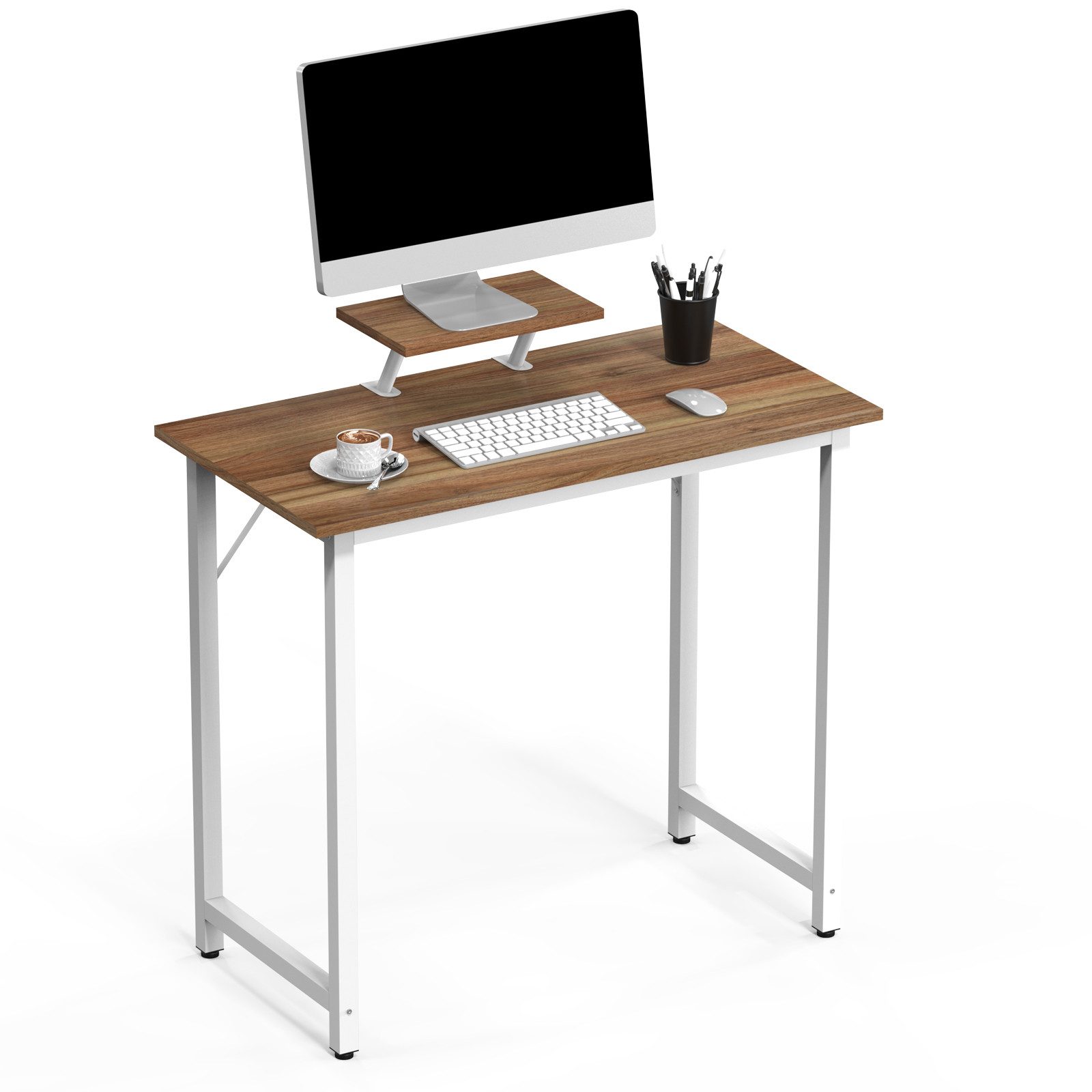 JEOBEST Computertisch Schreibtisch Laptoptisch, (1 Tisch, 80x40cm), Bürotisch mit Monitorständer,Stabiler Pc Tisch