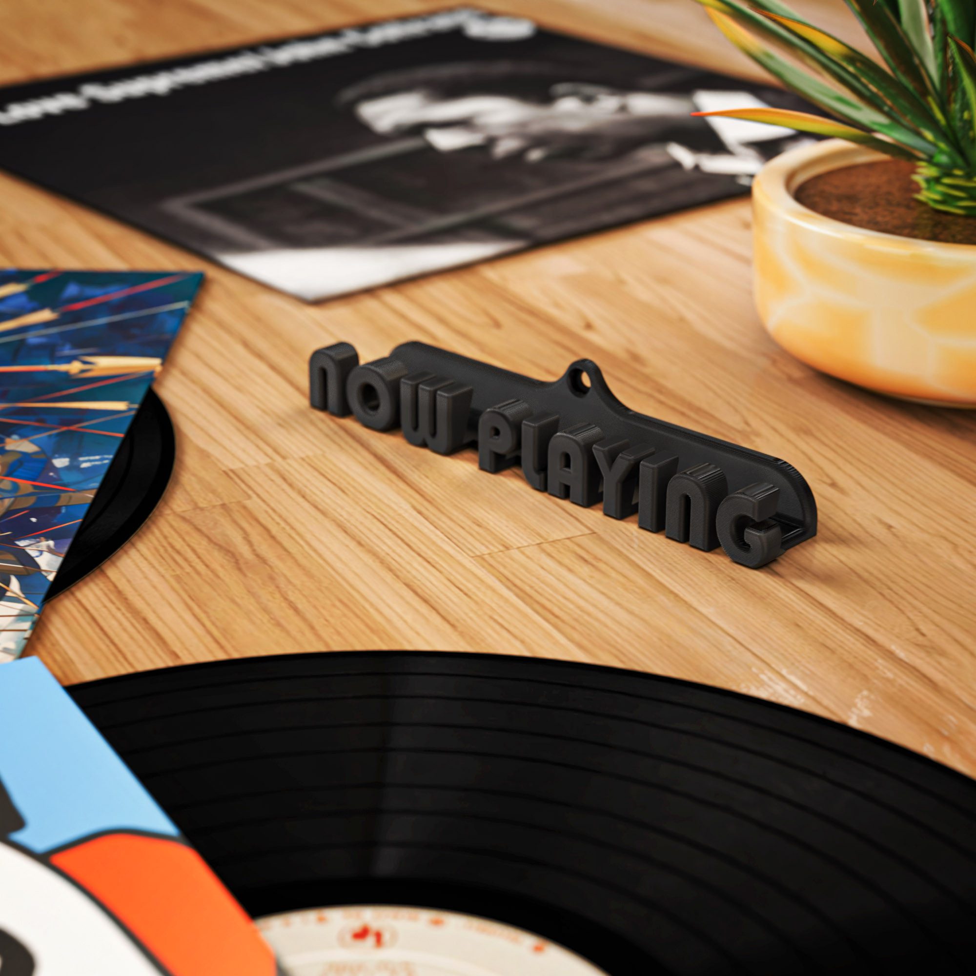 Mobilefox Wanddekoobjekt Schallplatten Wandhalterung NOW PLAYING für LP Disc Vinyl