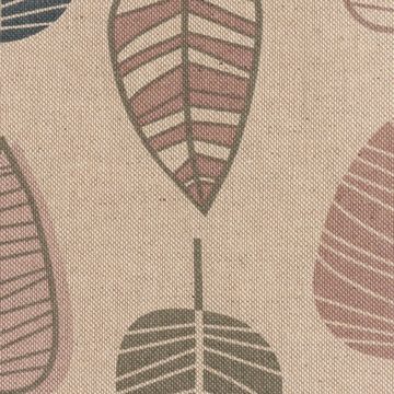 SCHÖNER LEBEN. Stoff Dekostoff HP Leinenlook Scandi Retro Leaves Blätter natur rosa 1,40m, atmungsaktiv