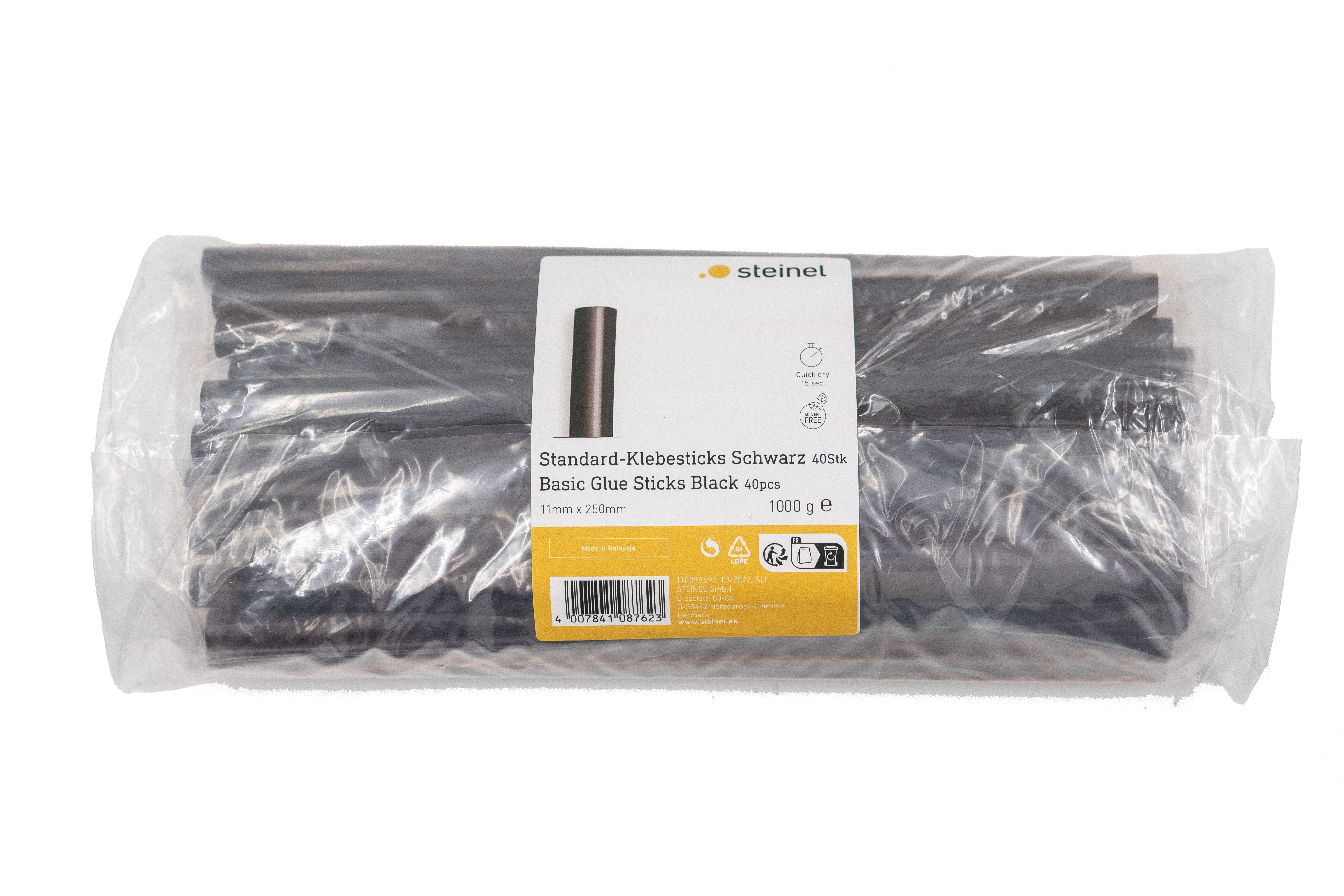 steinel Klebesticks Schwarz, Ø 11 x 250 mm, 1 kg, 40 Klebesticks, universeller Schmelzkleber