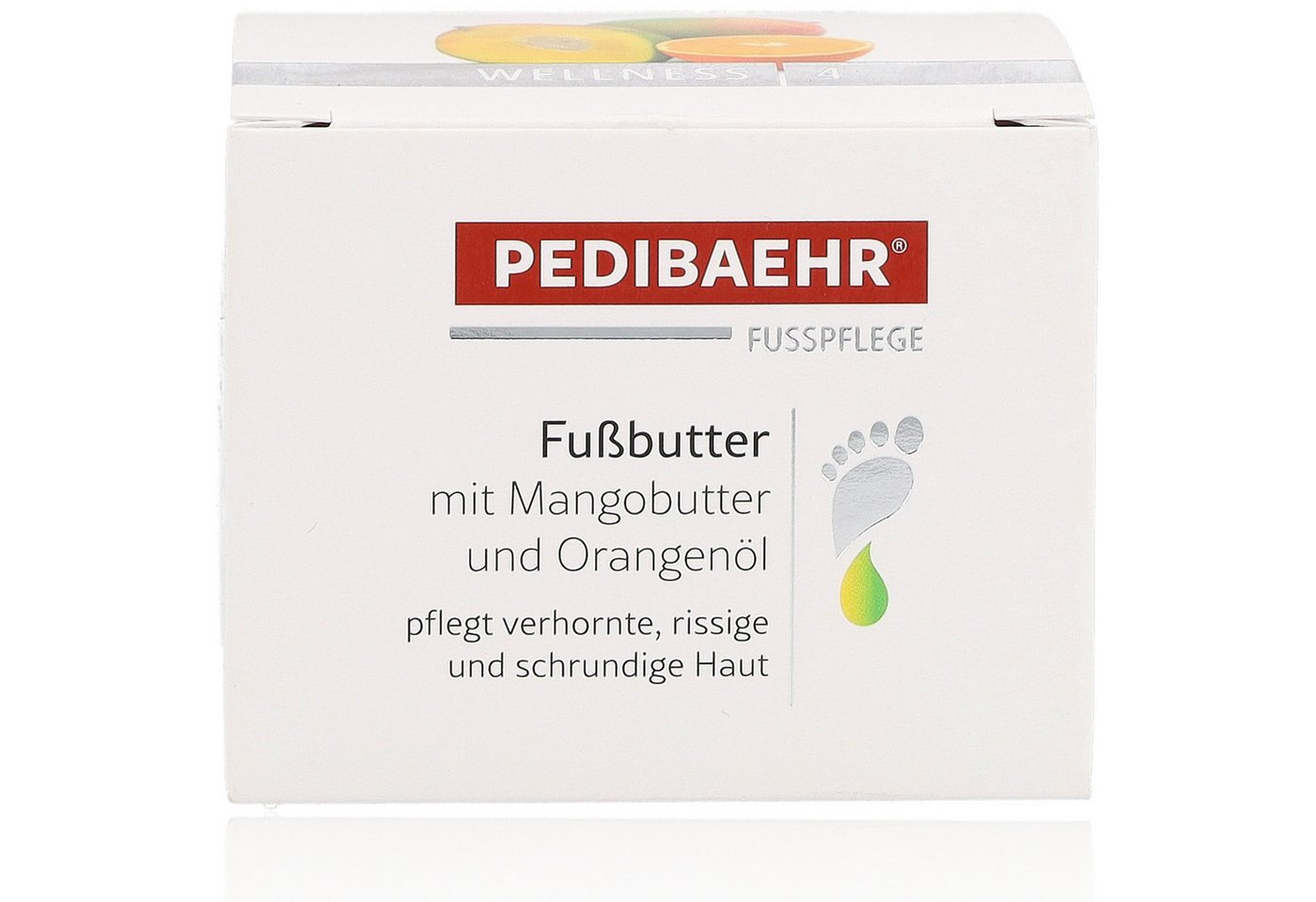 Pedibaehr Fußbutter Pedibaehr Fußbutter mit Mangobutter & Orangenöl 75ml exotisches Dufterlebnis, 1-tlg., intensiv pflegend mit Sheabutter, Bienenwachs und Olivenöl