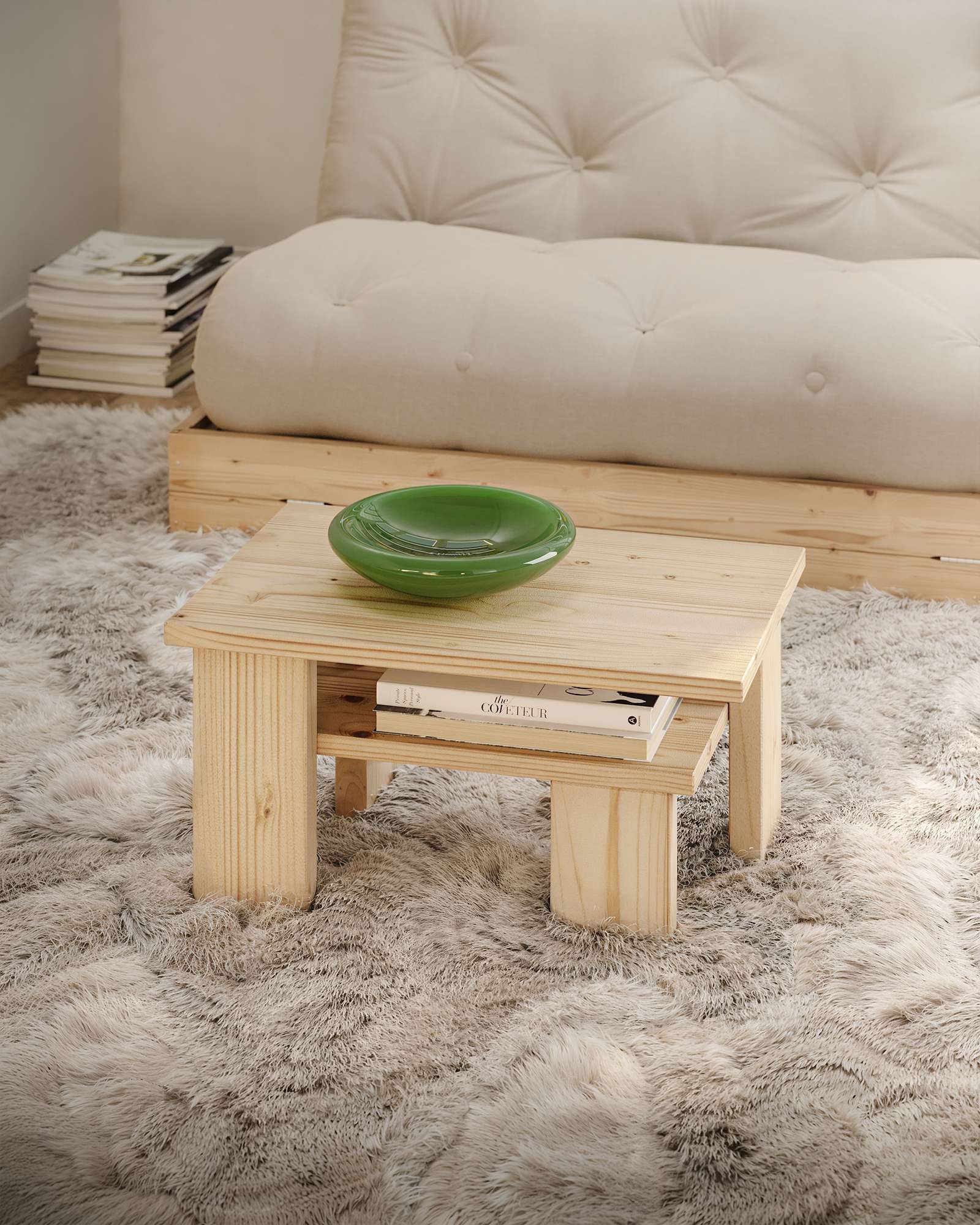 Karup Design Couchtisch Japan Kaffeetisch kompakt, stilvoll, funktional, Made in Europe, vielseitig einsetzbar, aus massivem FSC®-zertifiziertes Massivholz