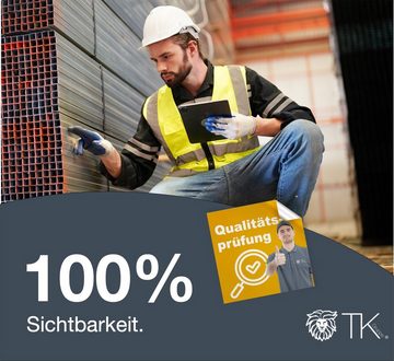 toolmate® Warnweste Warnweste XL gelb mit Vertikalstreifen und Reißverschluss ISO 20471 (1-tlg) Ausweishalter, Taschen, Reißverschluss, 360°-Reflexion