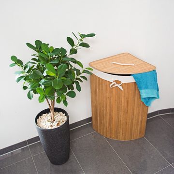 relaxdays Wäschekorb 4tlg. Eckwäschekorb Set aus Bambus