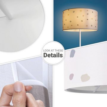 Paco Home Stehlampe Luca Dots, ohne Leuchtmittel, Wohnzimmer Stoffschirm E27 Textil Lampenschirm Rund Punkte Stoff