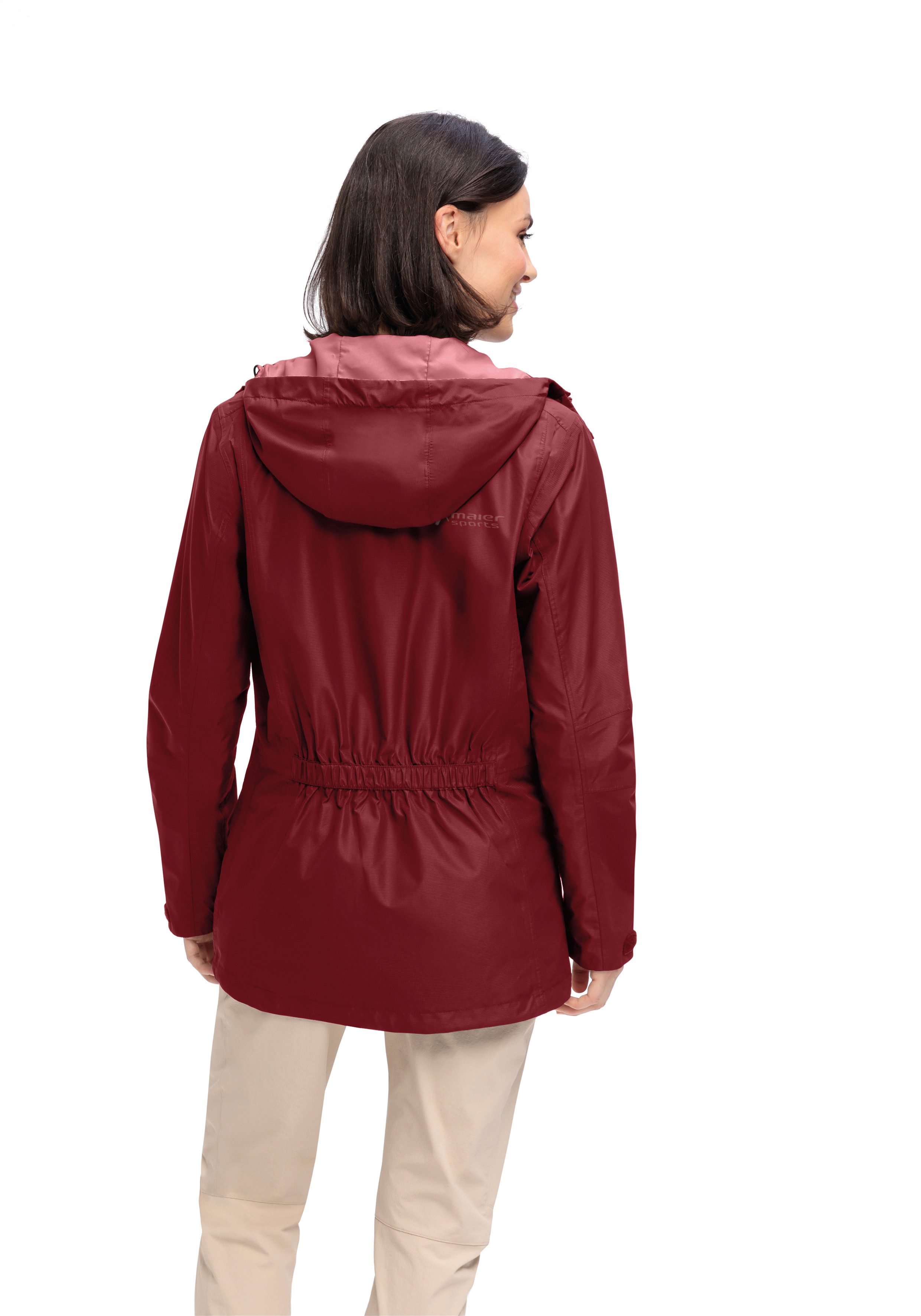 Maier Sports Allwetterjacke Da-Jacke mTEX Brocken Long W mit Kapuze, wärmeisolierend, po-bedeckend, hinten länger geschnitten