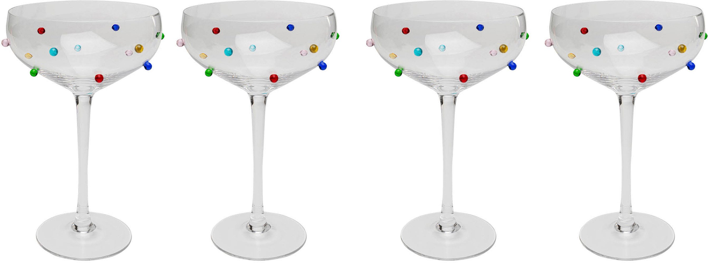 Kare Design Glas Party Dots, 4-tlg., Glas, Cocktail-, Wasser- oder Weinglas