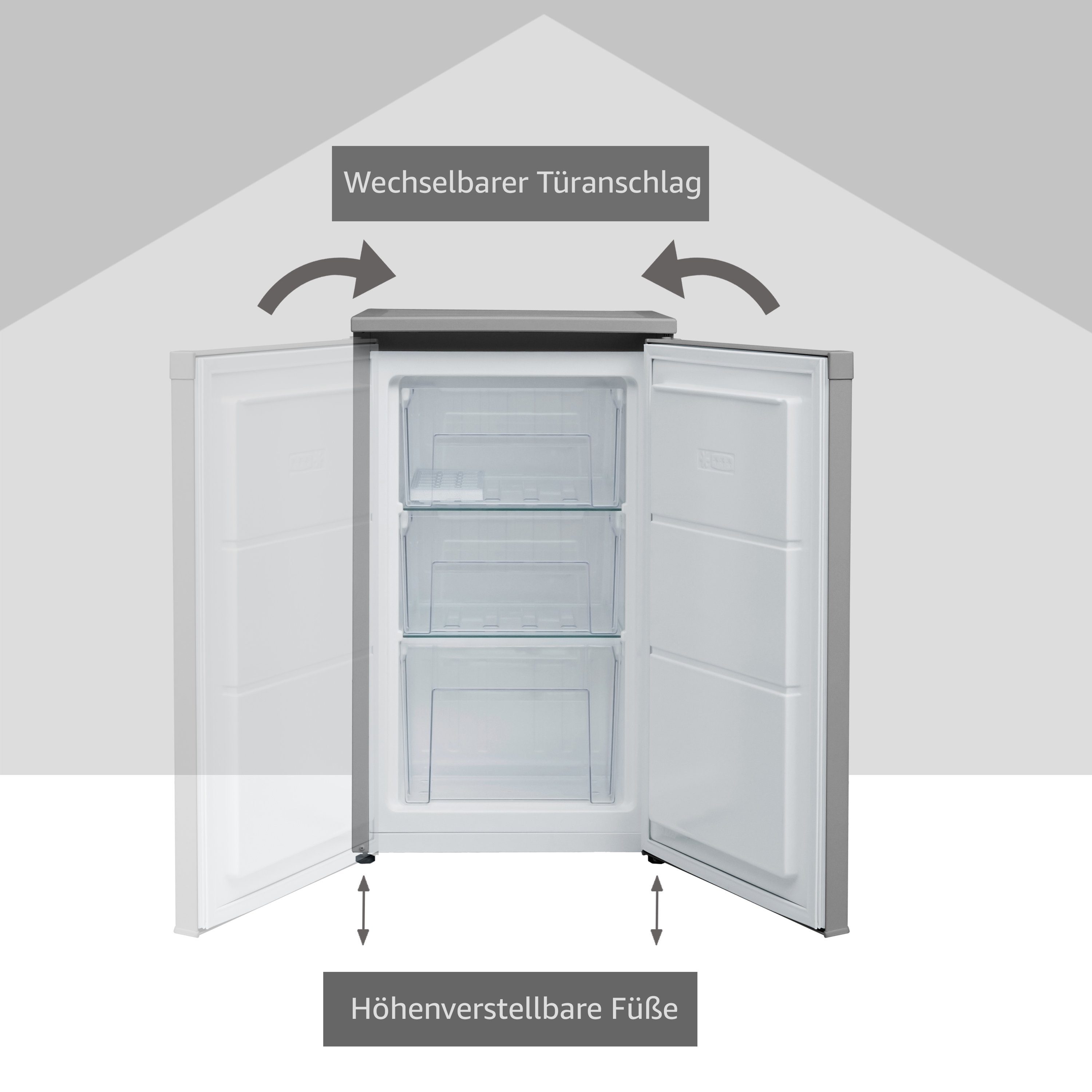 Telefunken Gefrierschrank CF-34-101-S, 82.1 cm hoch, 48 cm breit, Tischgefrierschrank, 63 L Gesamt-Nutzinhalt, Leise & Effizient