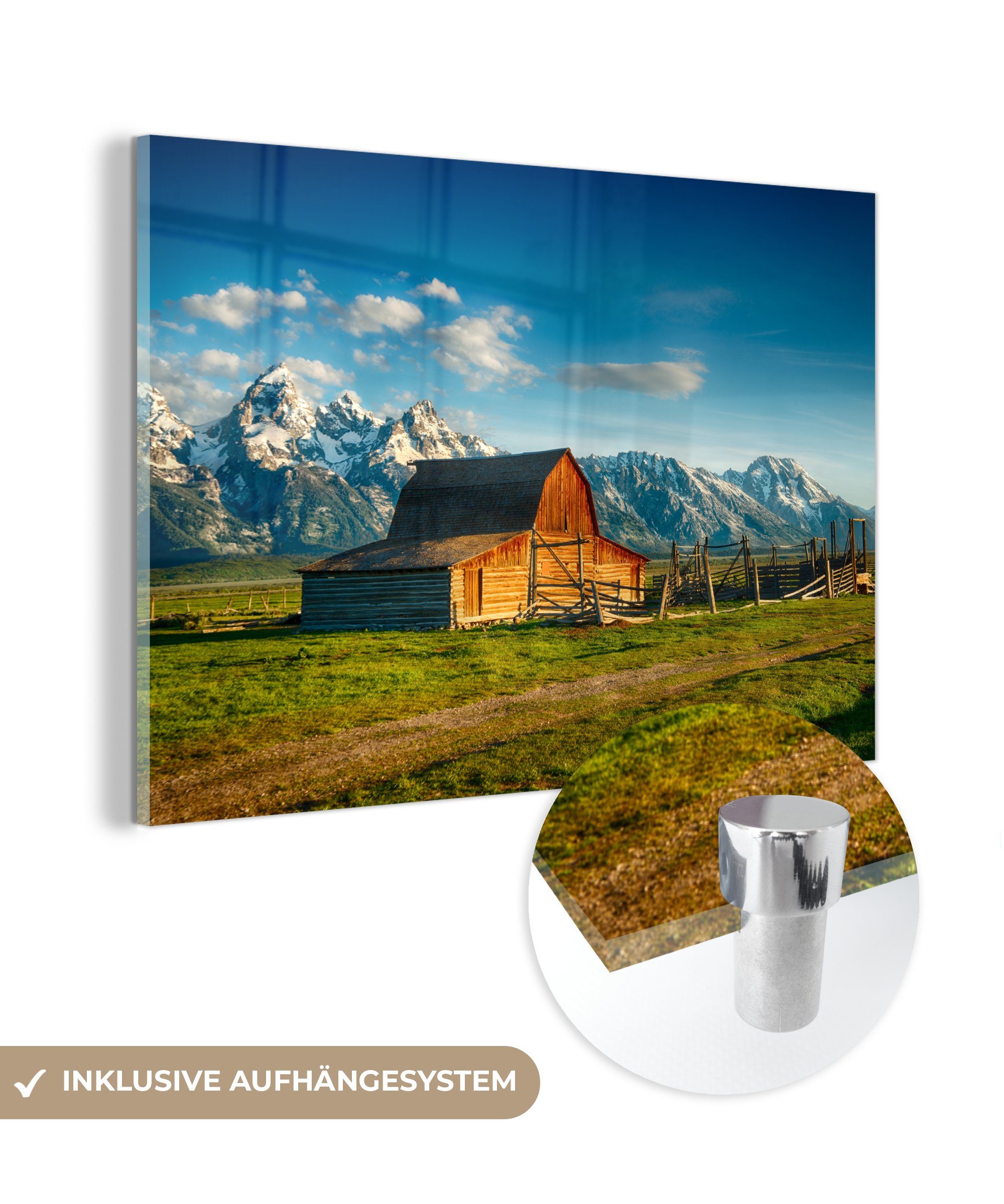(1 Schlafzimmer MuchoWow Hütte St), Wyoming, Acrylglasbilder Wohnzimmer in Acrylglasbild &