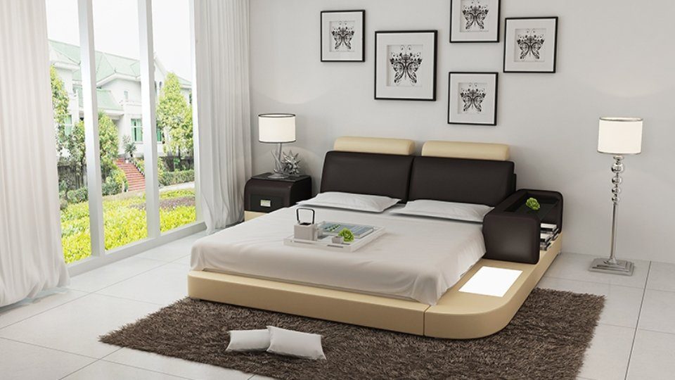 JVmoebel Bett Wasserbett Hotel Doppel Bett Betten Lederbett Polsterbett Wasser